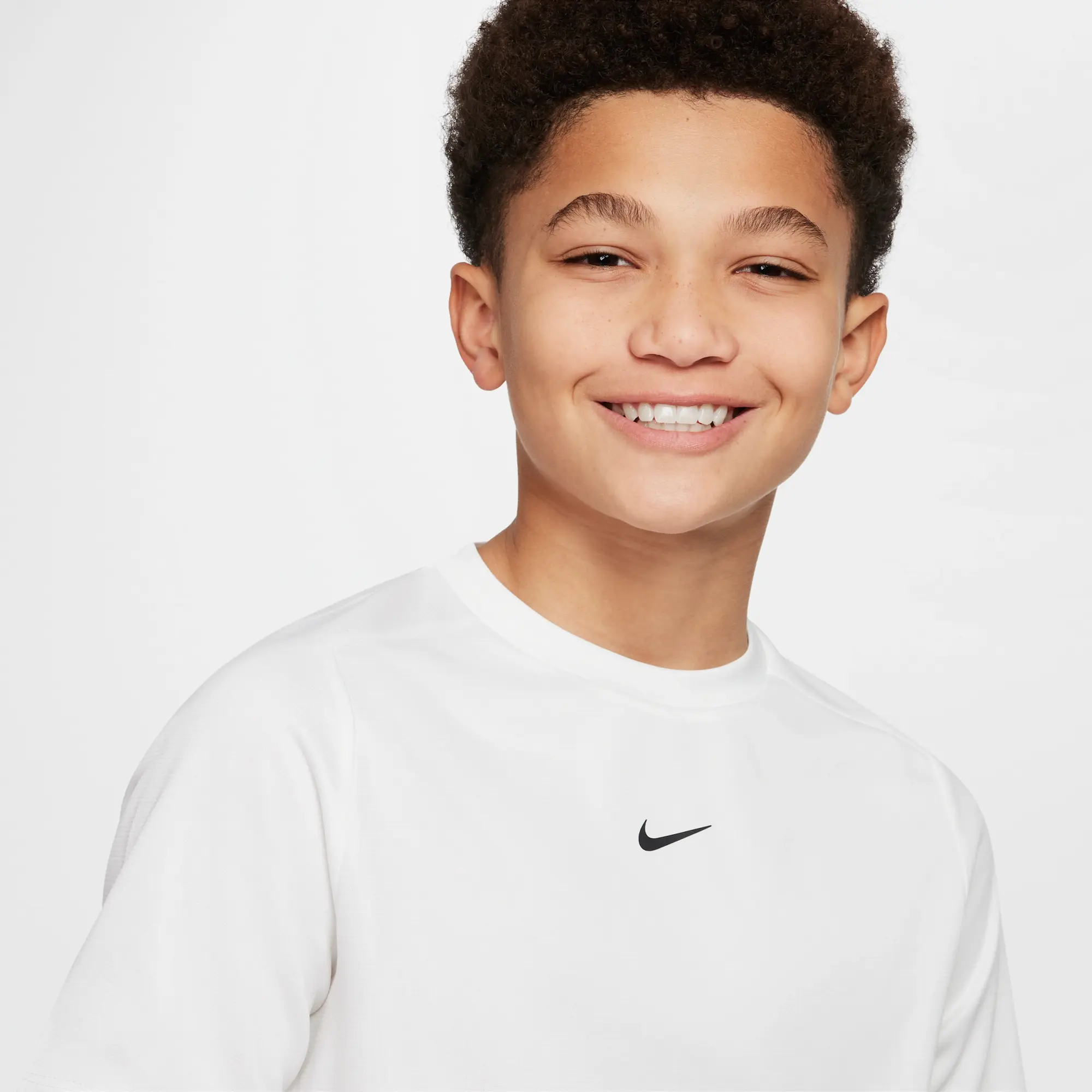Nike Multi Older Kids' (Boys') Dri-FIT Short-Sleeve Top - White - Polyester