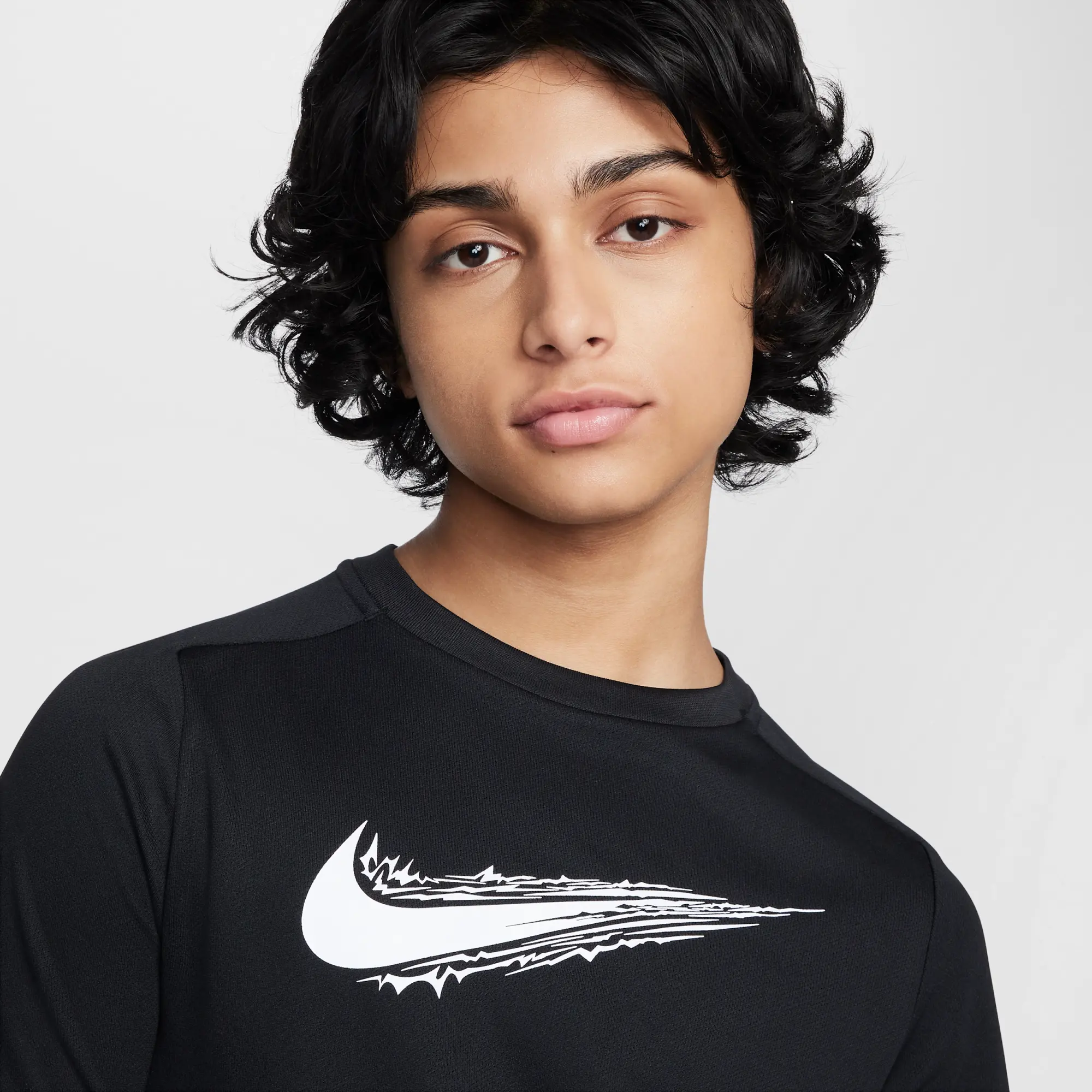 Nike Multi Older Kids' (Boys') Dri-FIT Short-Sleeve Top - Black - Polyester