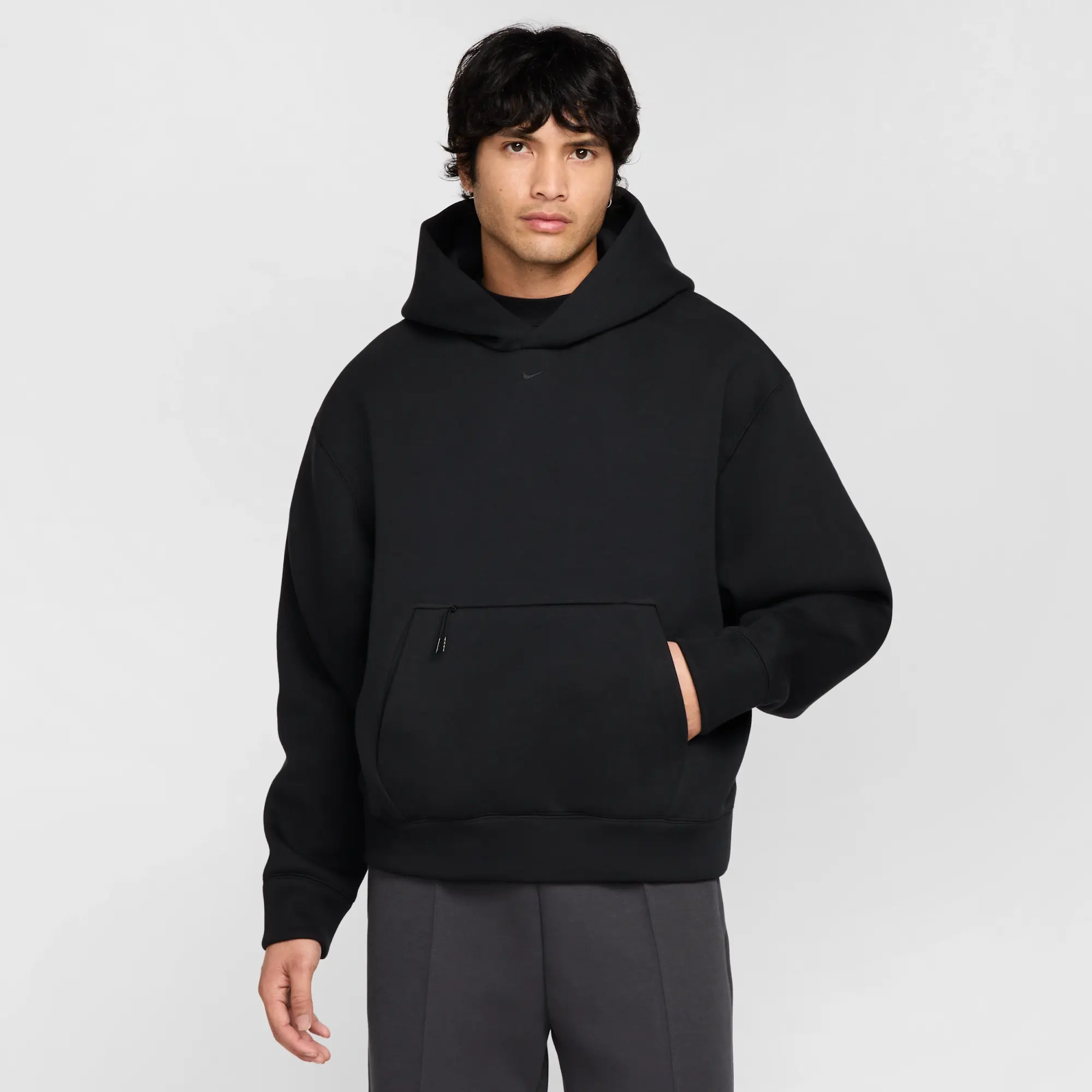 Nike Tech Men's Fleece Hoodie - Black - Polyester/Cotton