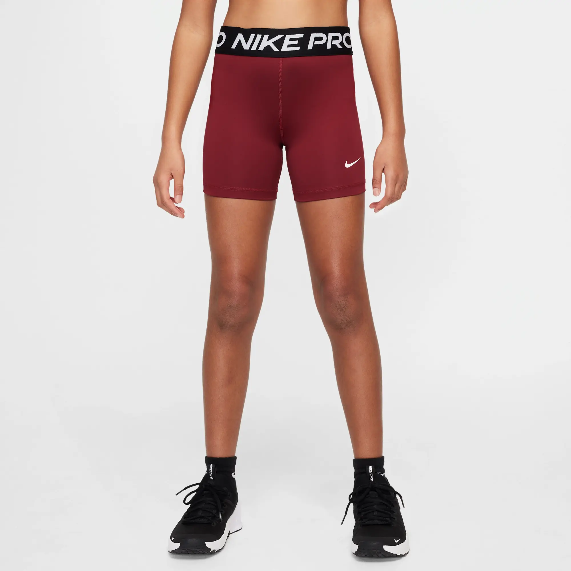 Nike Pro Older Kids' (Girls') Shorts - Red - Polyester/Elastane
