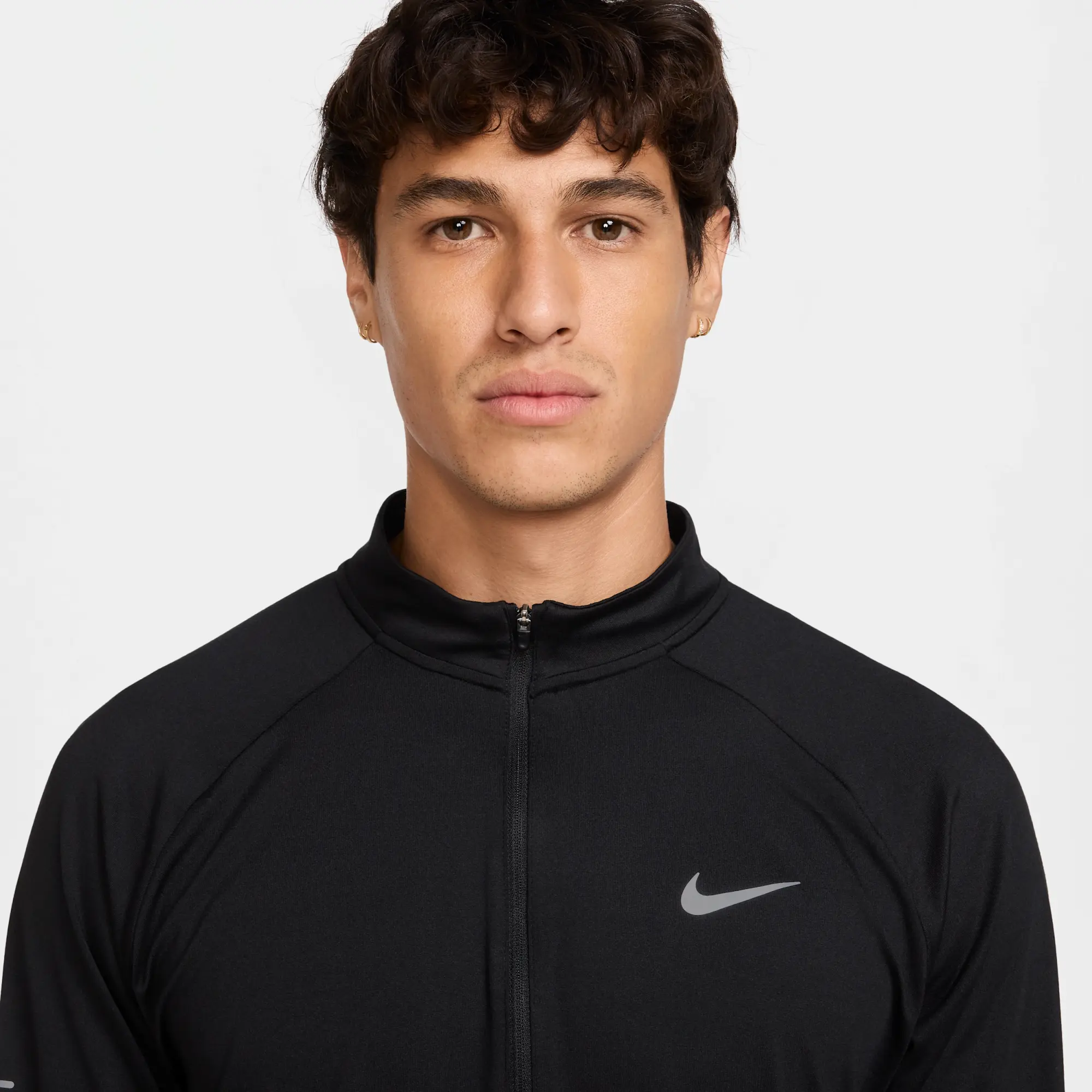 Nike Running Dri-Fit Stride 1/4 Zip Midlayer Long Sleeve Top In Black