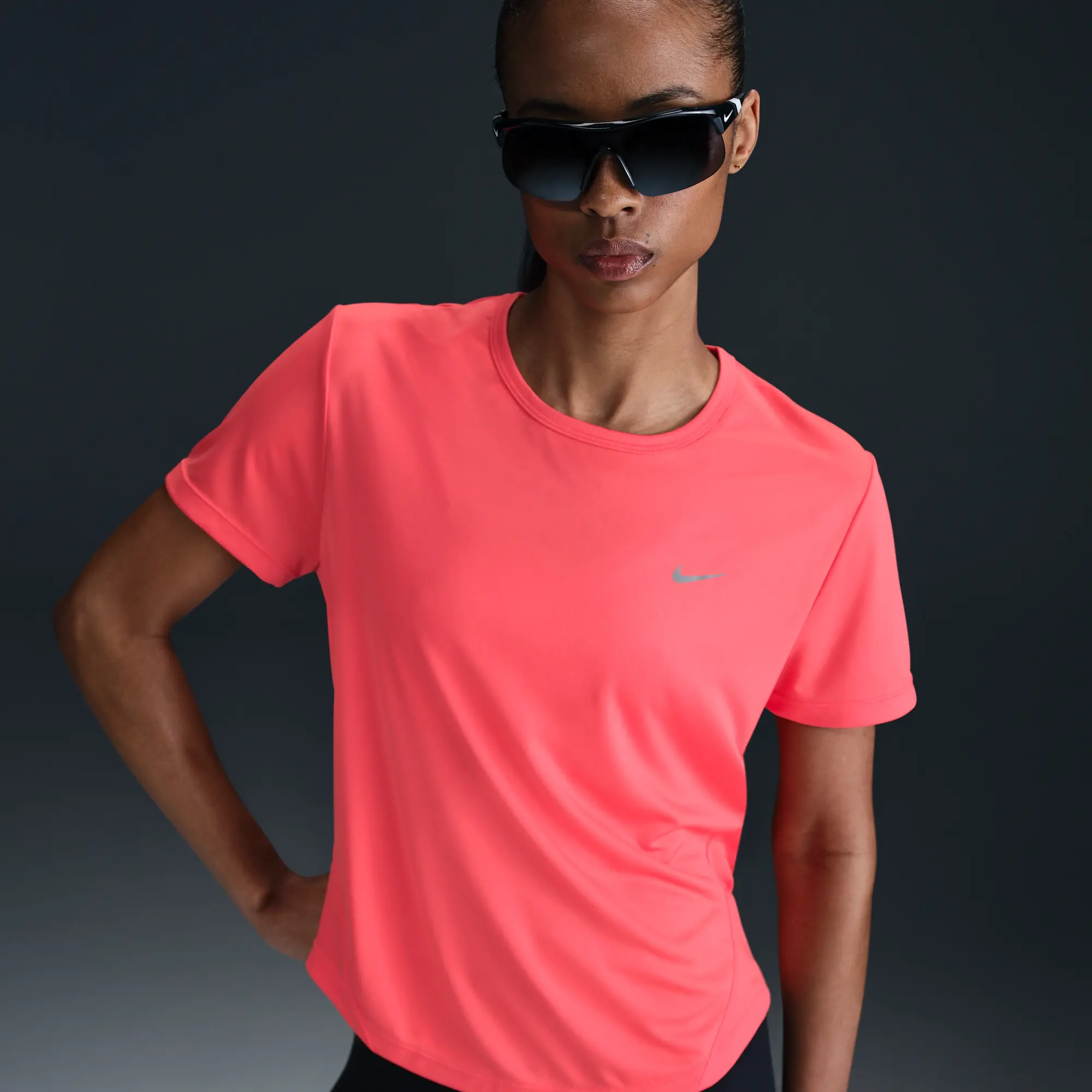 Nike Tempo Women's Dri-FIT Short-Sleeve Running Top - Orange - Polyester