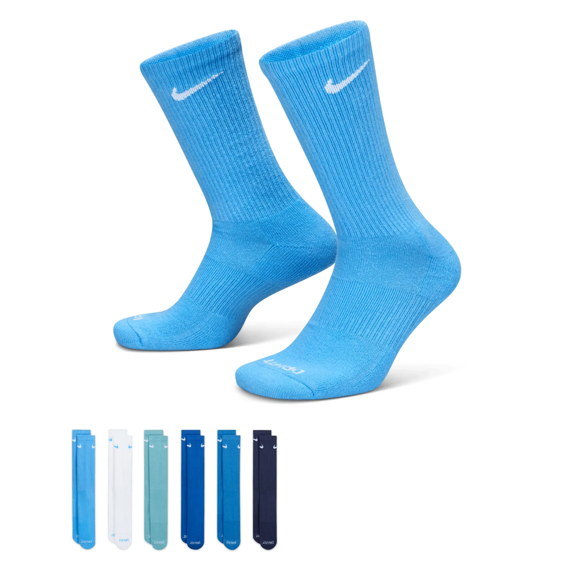Nike 6 Pack Everyday Plus Cushioned Training Crew Sock - Multi - Size 8.5-11 - Multi