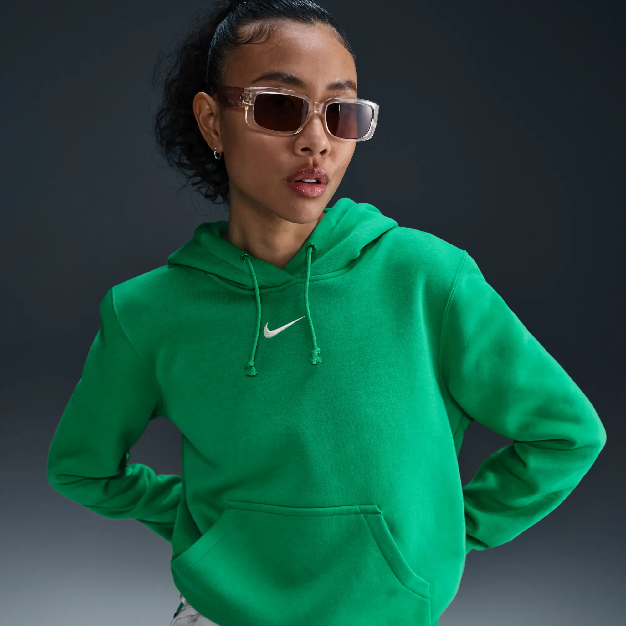 Nike Sportswear Phoenix Fleece Women's Pullover Hoodie - Green - Cotton/Polyester