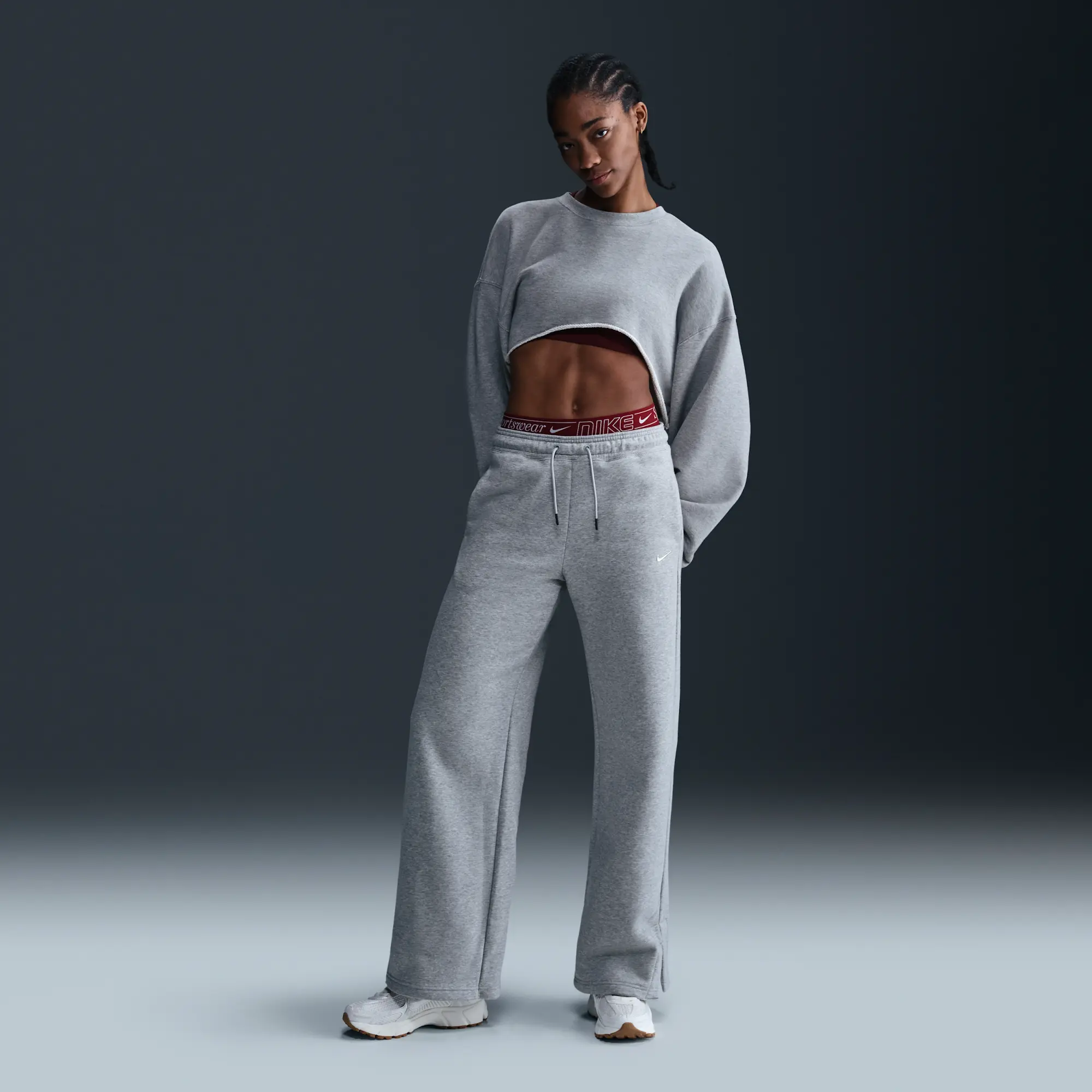 Nike Sportswear Phoenix Fleece Women's High-Waisted Tracksuit Bottoms - Grey - Cotton/Polyester