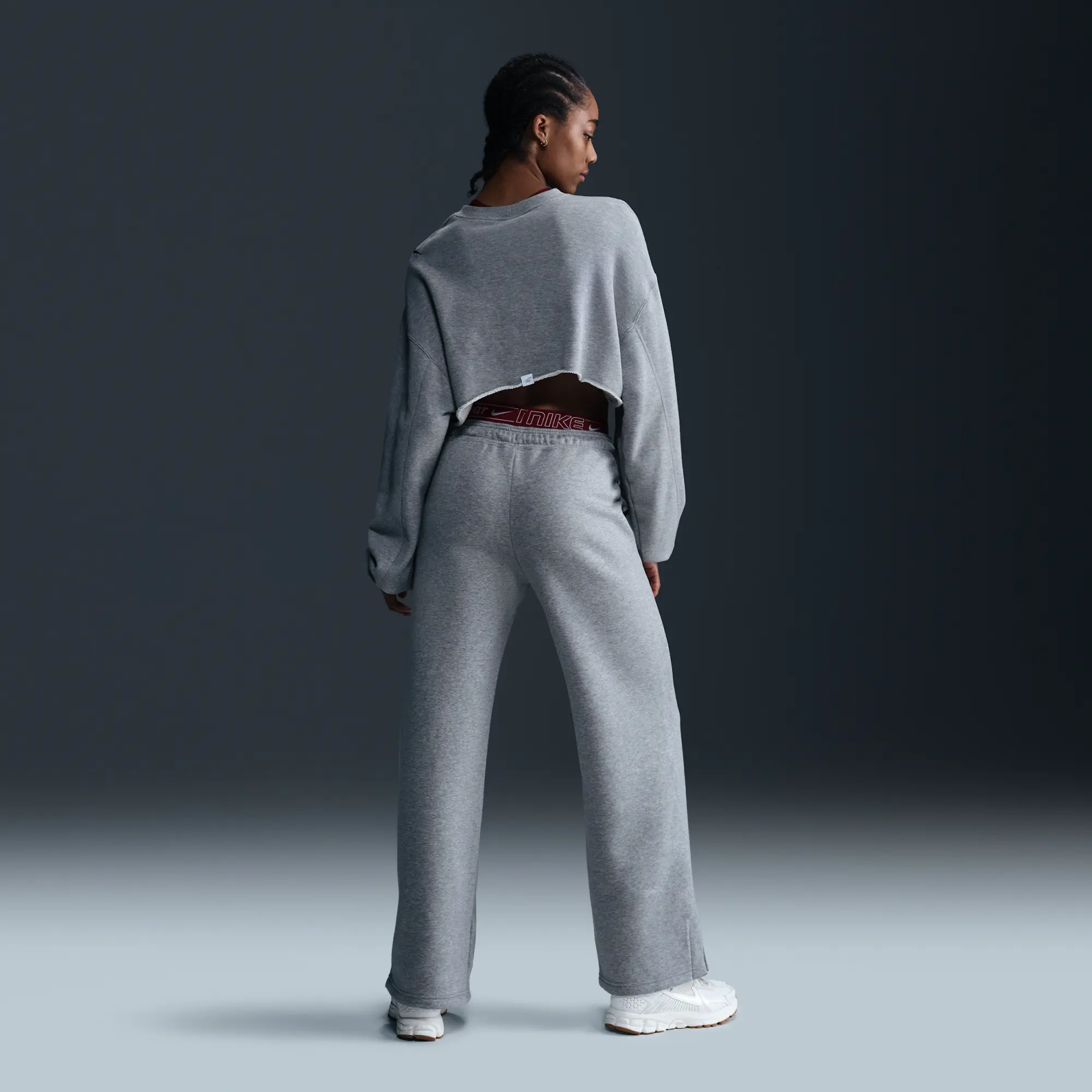 Nike Sportswear Phoenix Fleece Women's High-Waisted Tracksuit Bottoms - Grey - Cotton/Polyester