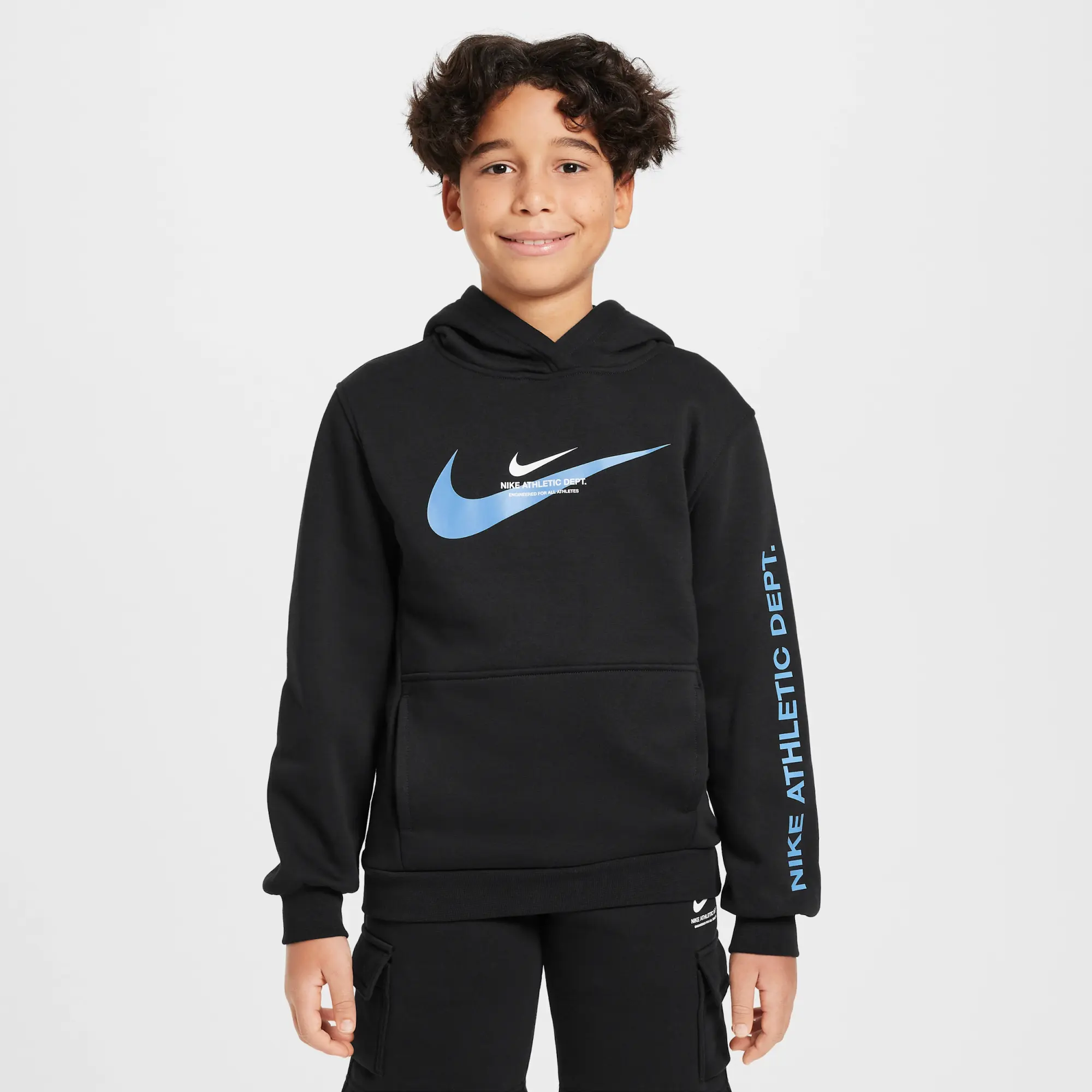 Nike Sportswear Older Kids' Fleece Pullover Hoodie - Black - Cotton/Polyester