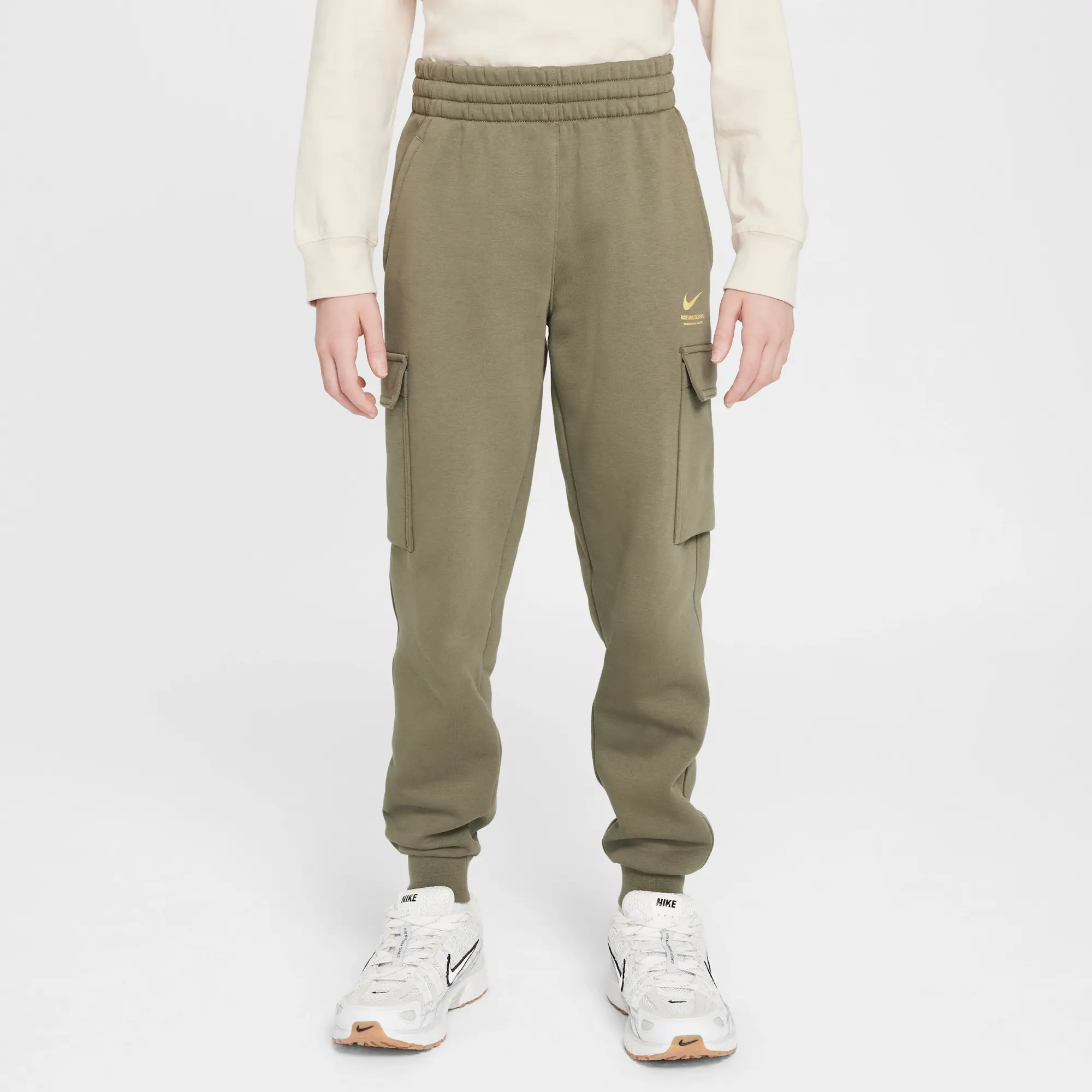 Nike Sportswear Older Kids' Fleece Cargo Trousers - Green - Cotton/Polyester