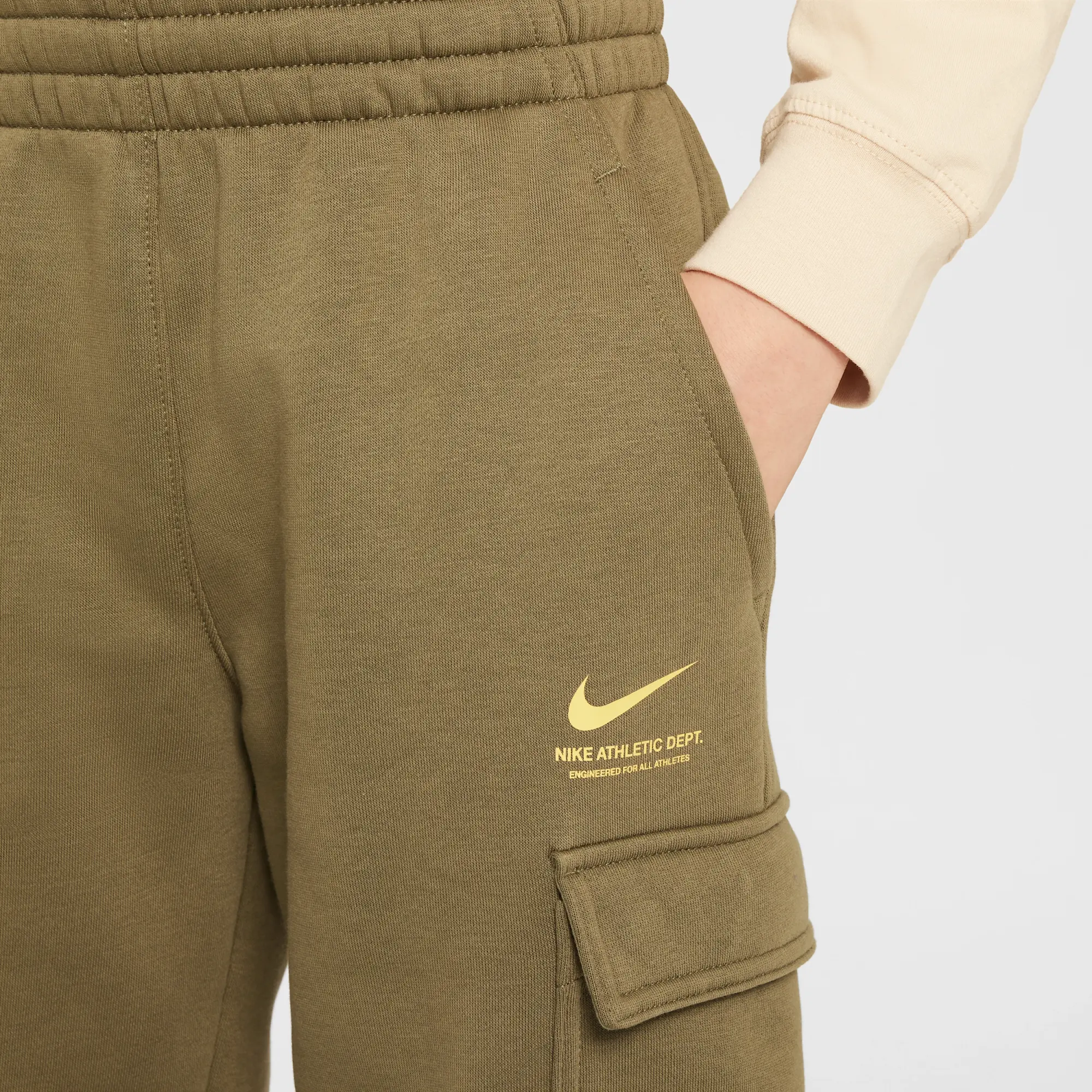 Nike Sportswear Older Kids' Fleece Cargo Trousers - Green - Cotton/Polyester