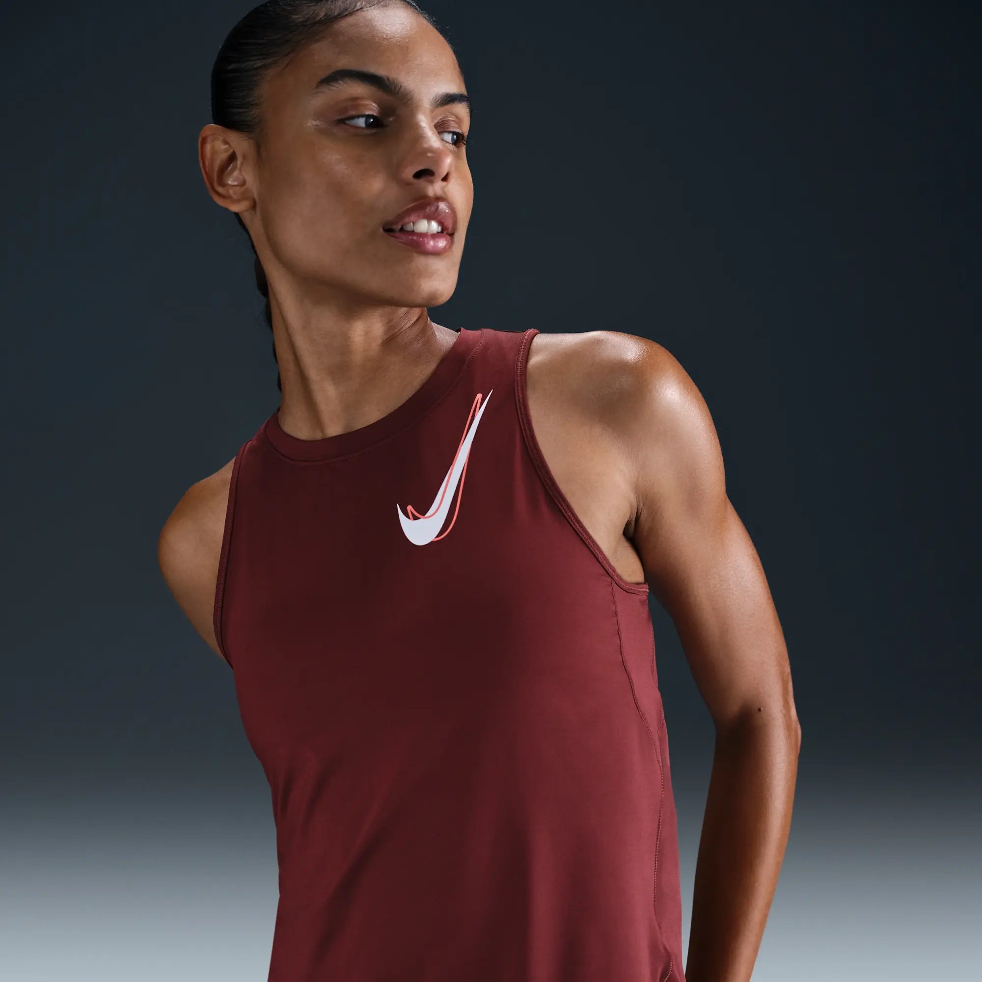 Nike One Women's Dri-FIT Running Tank Top - Red - Polyester/Elastane