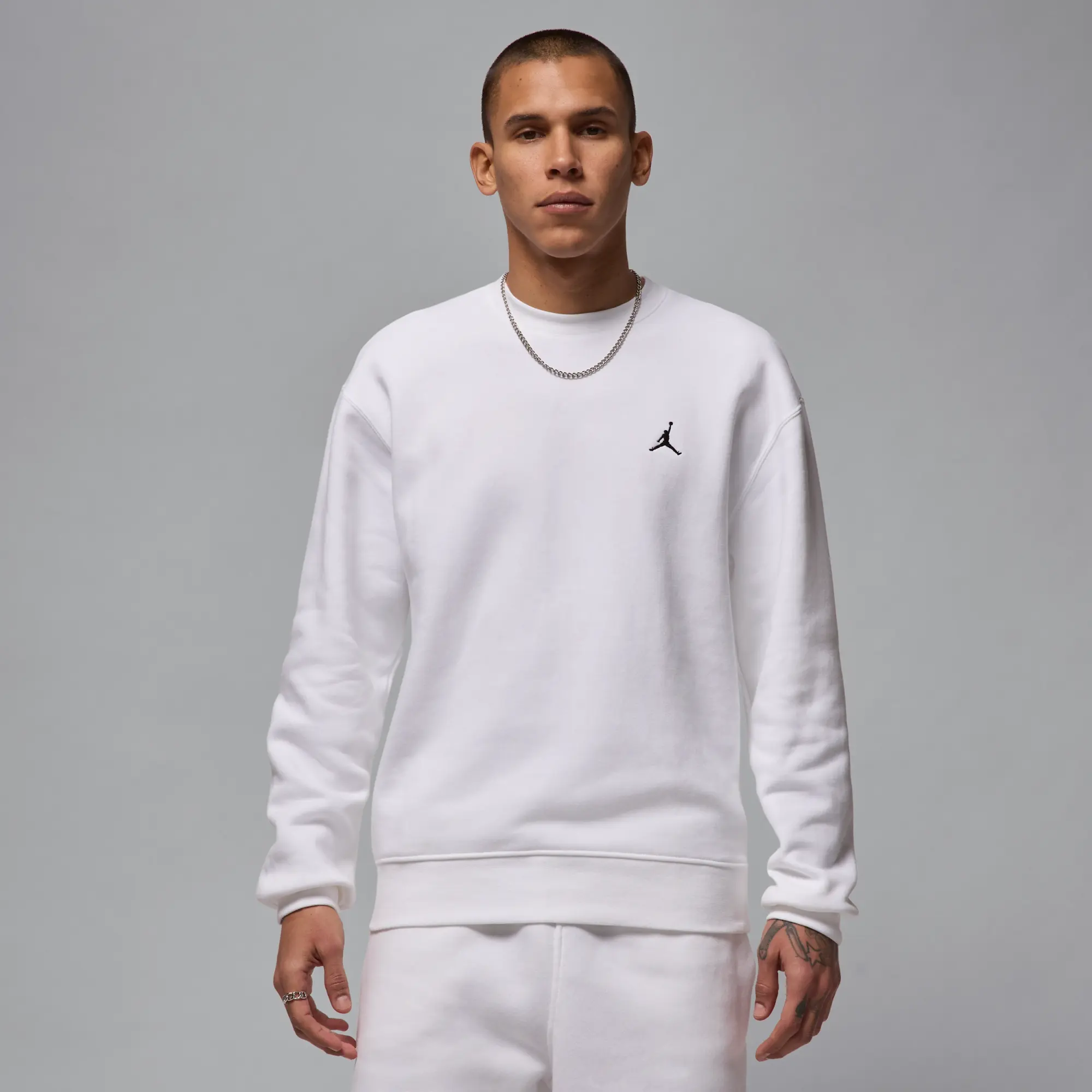 Nike Jordan Brooklyn Fleece Men's Crew-Neck Sweatshirt - White - Cotton/Polyester