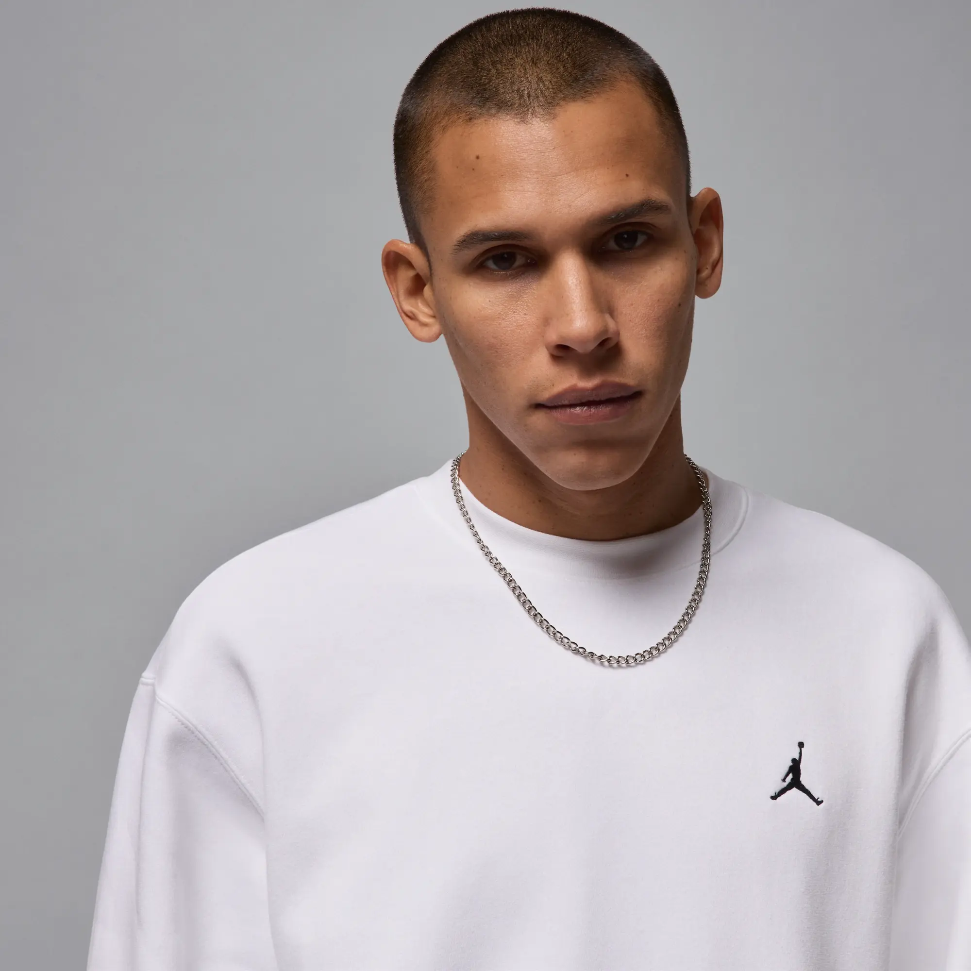 Nike Jordan Brooklyn Fleece Men's Crew-Neck Sweatshirt - White - Cotton/Polyester