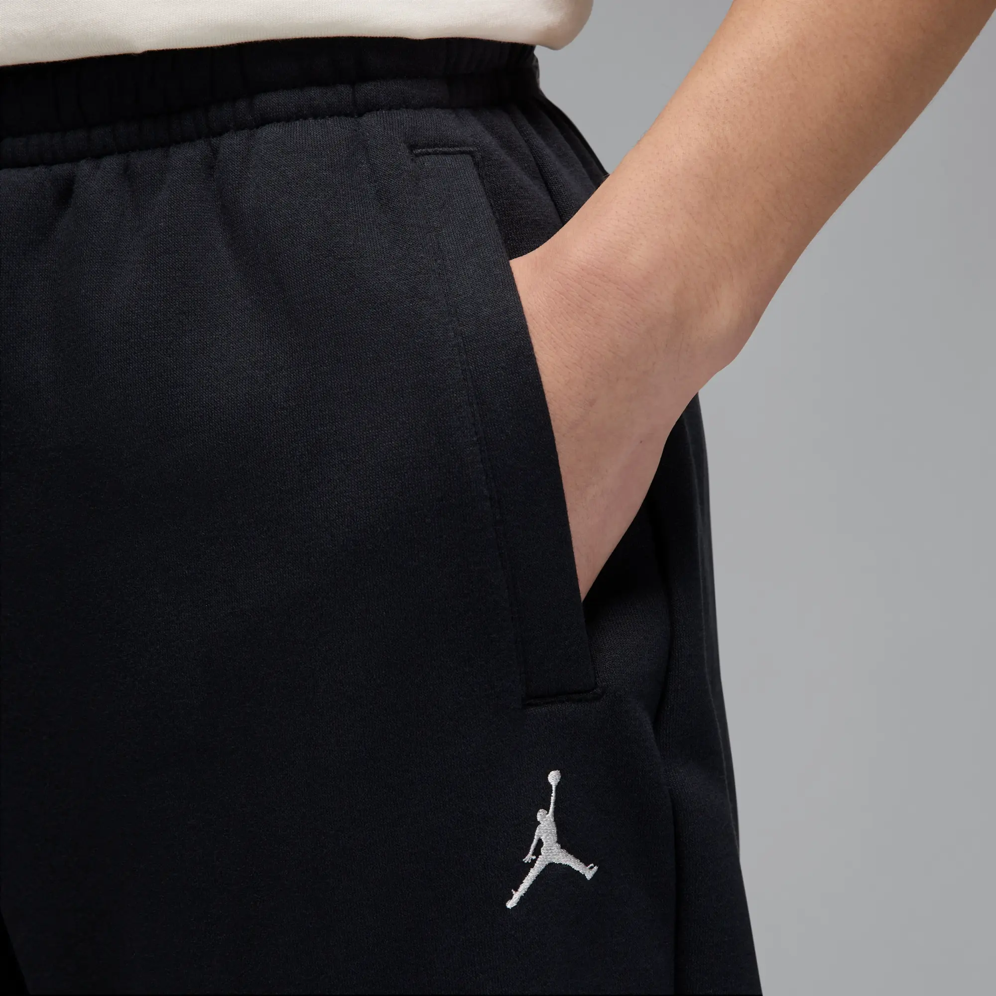 Nike Jordan Brooklyn Fleece Men's Oversized Open-Hem Trousers - Black - Cotton/Polyester