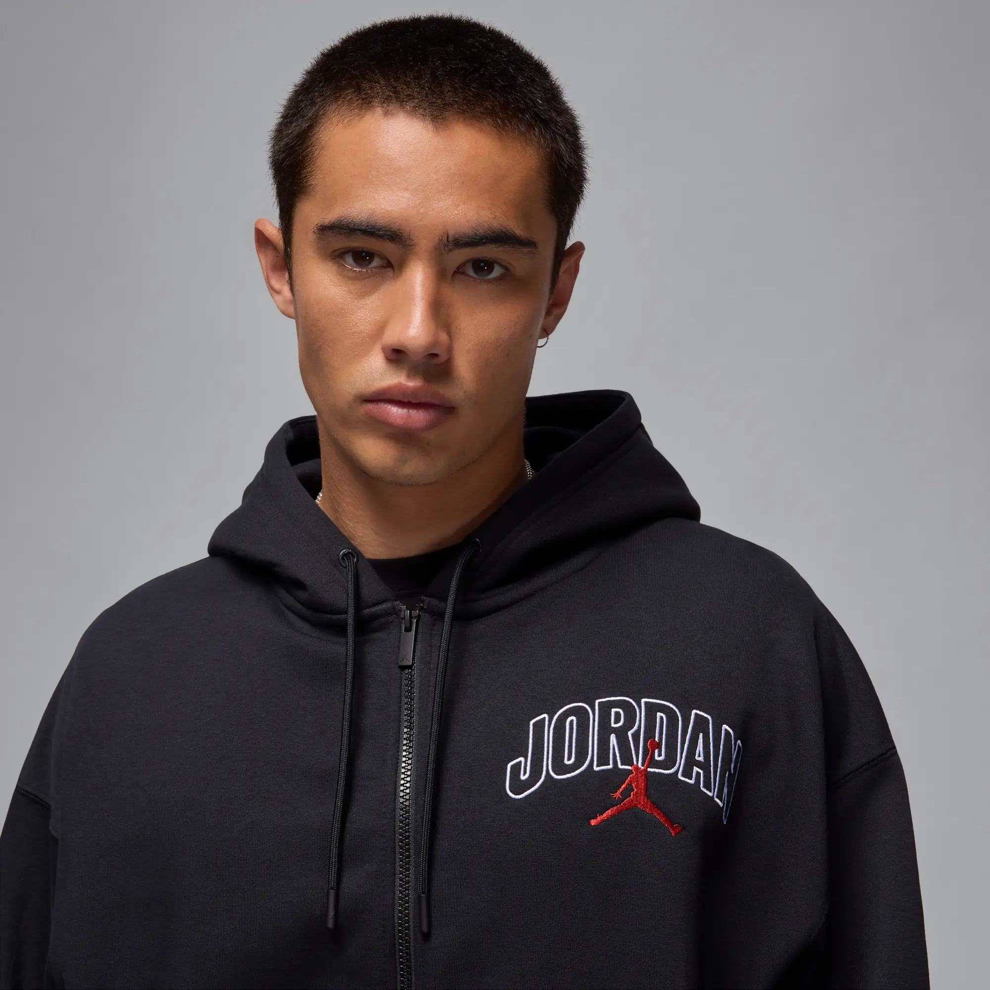 Nike Jordan Brooklyn Fleece Men's Oversized Full-Zip Hoodie - Black - Cotton/Polyester