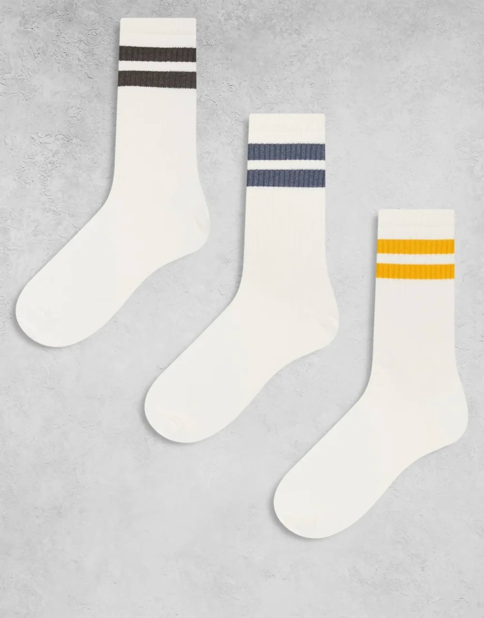 adidas Weekday 3-Pack Stripe Sports Socks In Off-White