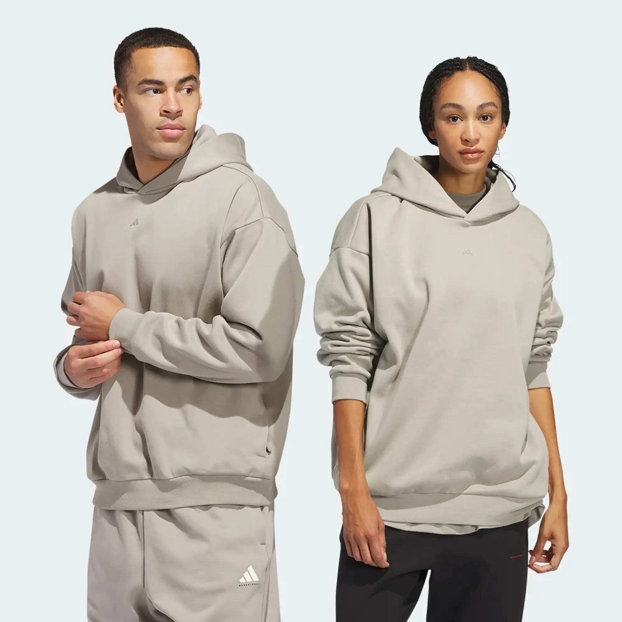 Adidas Basketball Unisex Fleece Hoodie In Beige-Neutral