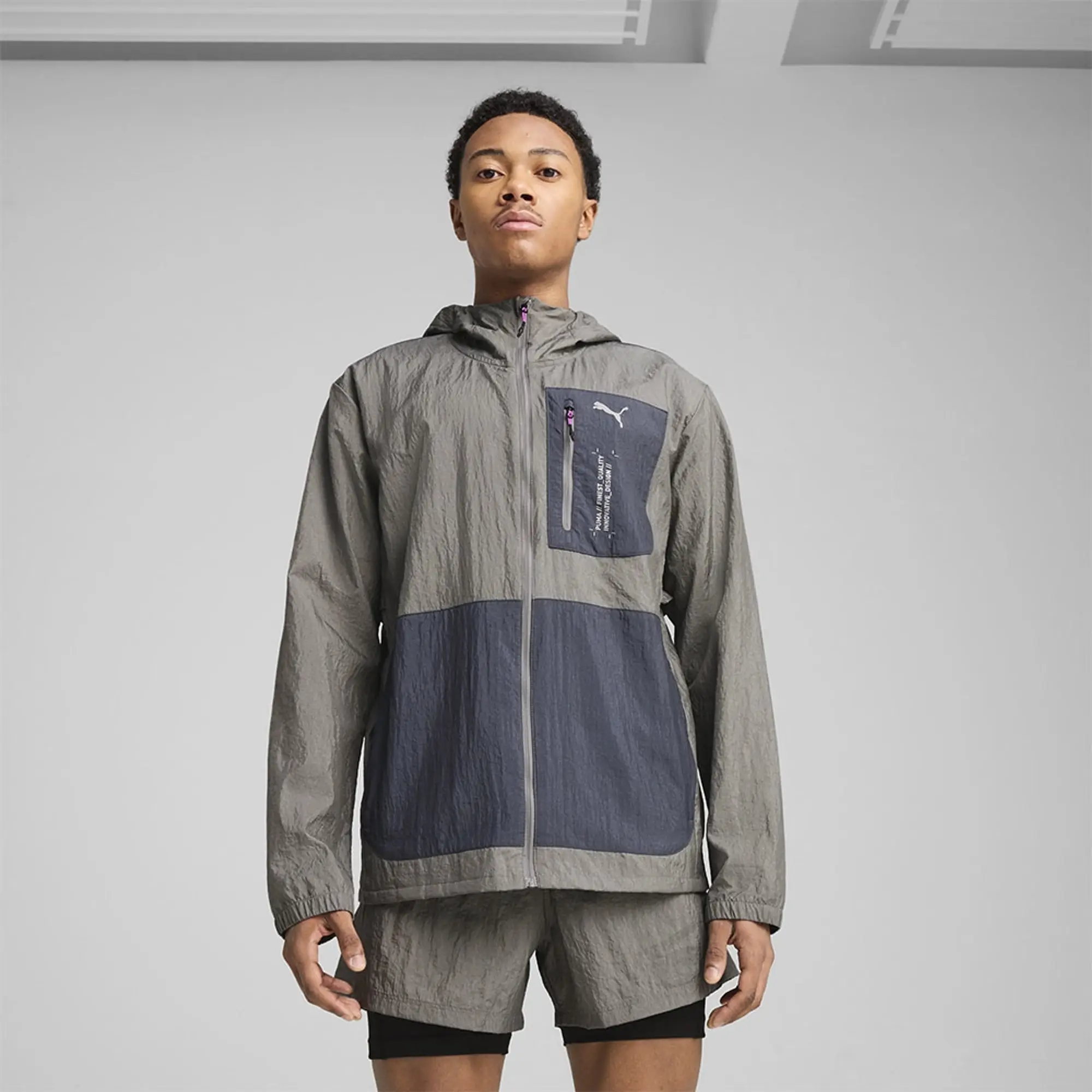 Puma M Seasons Windcell Jacket Cast Iron - ['Grey']