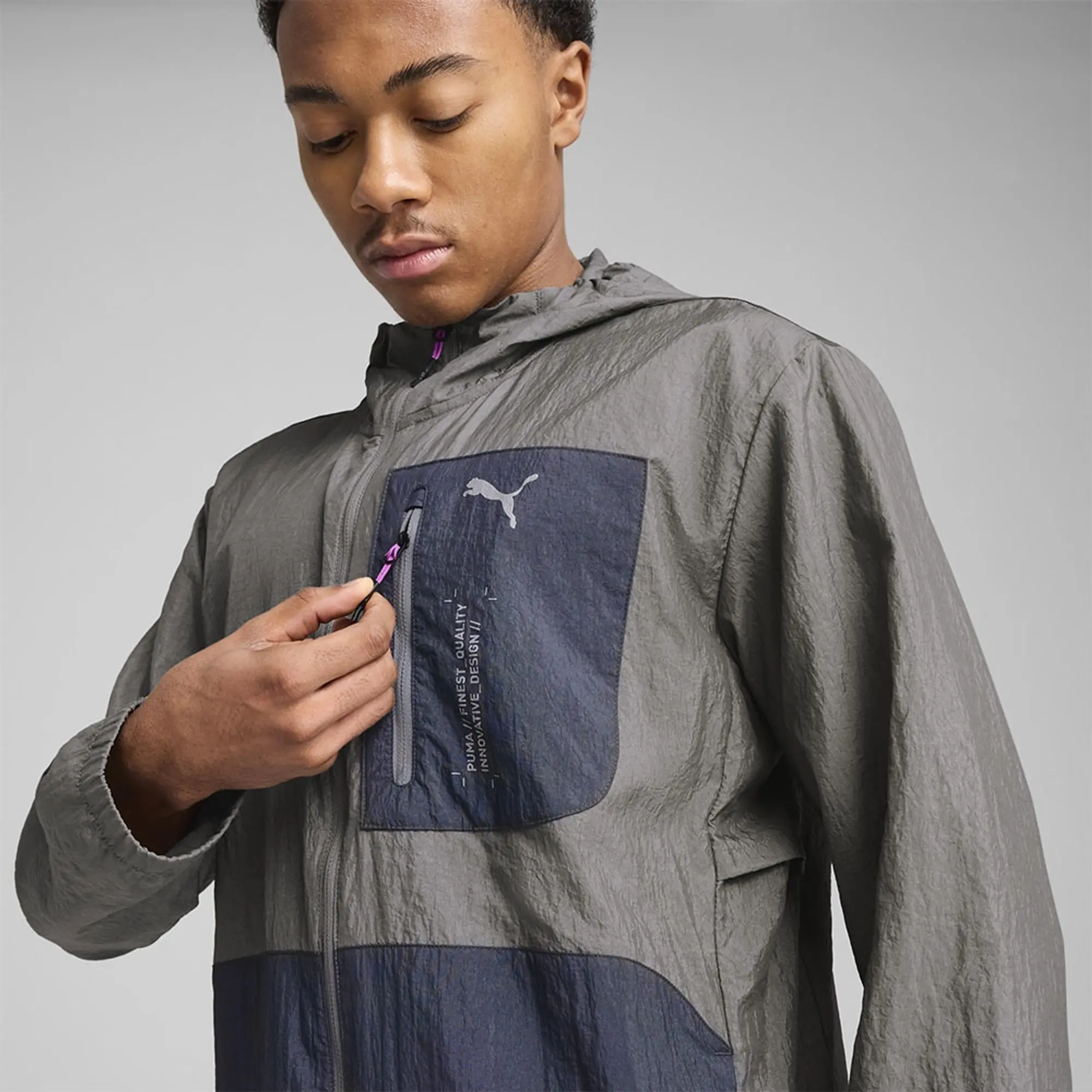 Puma M Seasons Windcell Jacket Cast Iron - ['Grey']