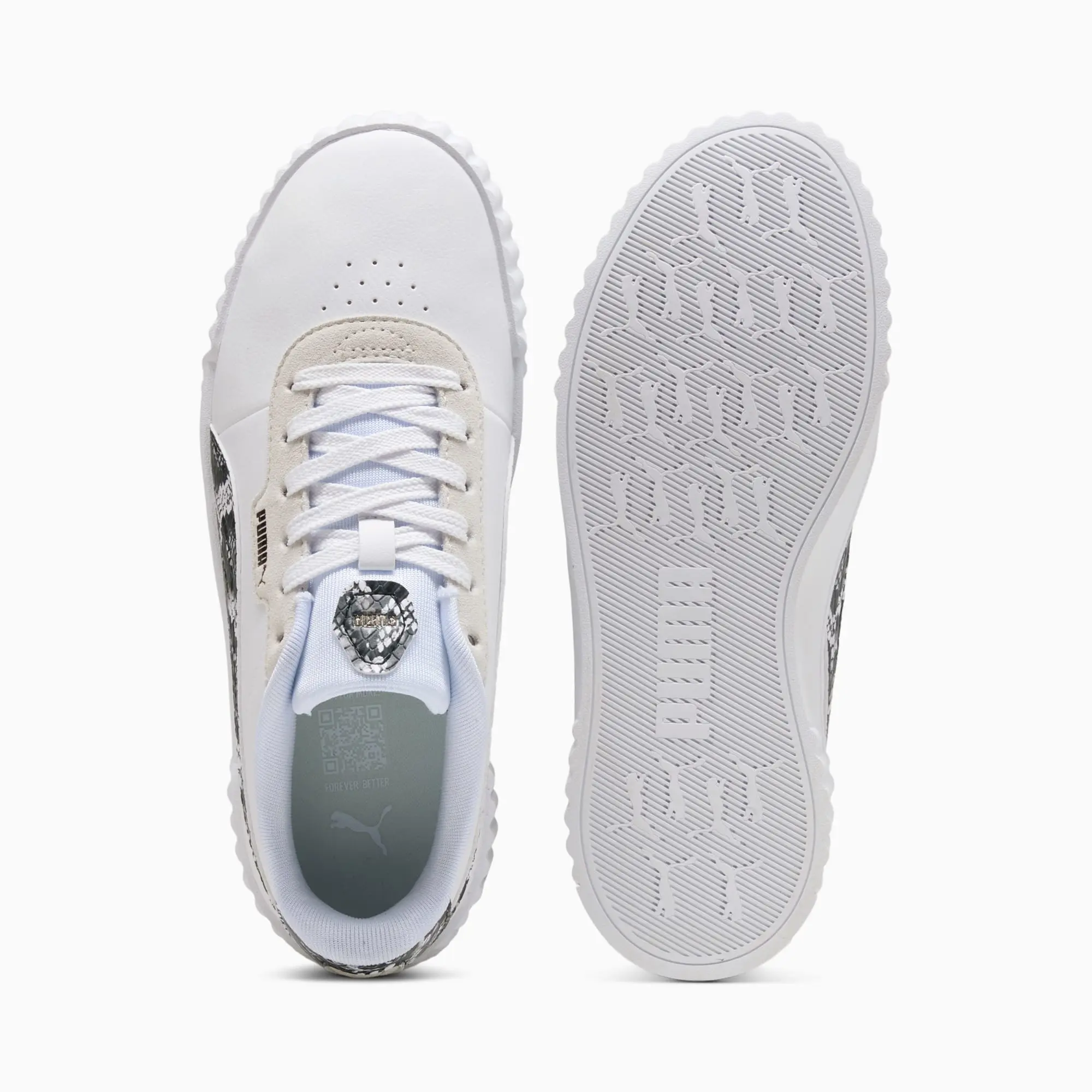 PUMA Carina 3.0 Snake Chic Women, White/Vapor Grey/Aged Silver
