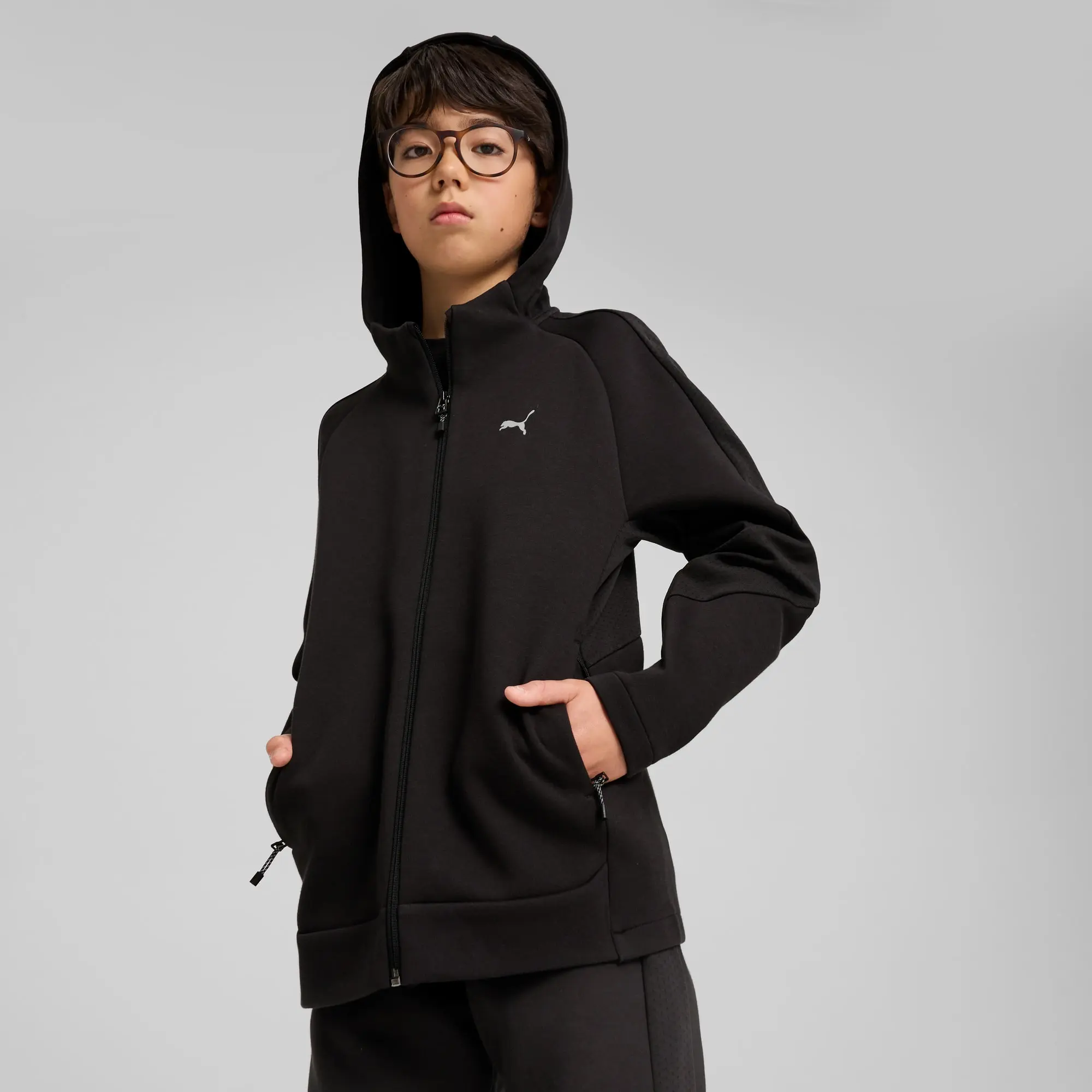 PUMA Evostripe Full-Zip Hoodie Youth, Black