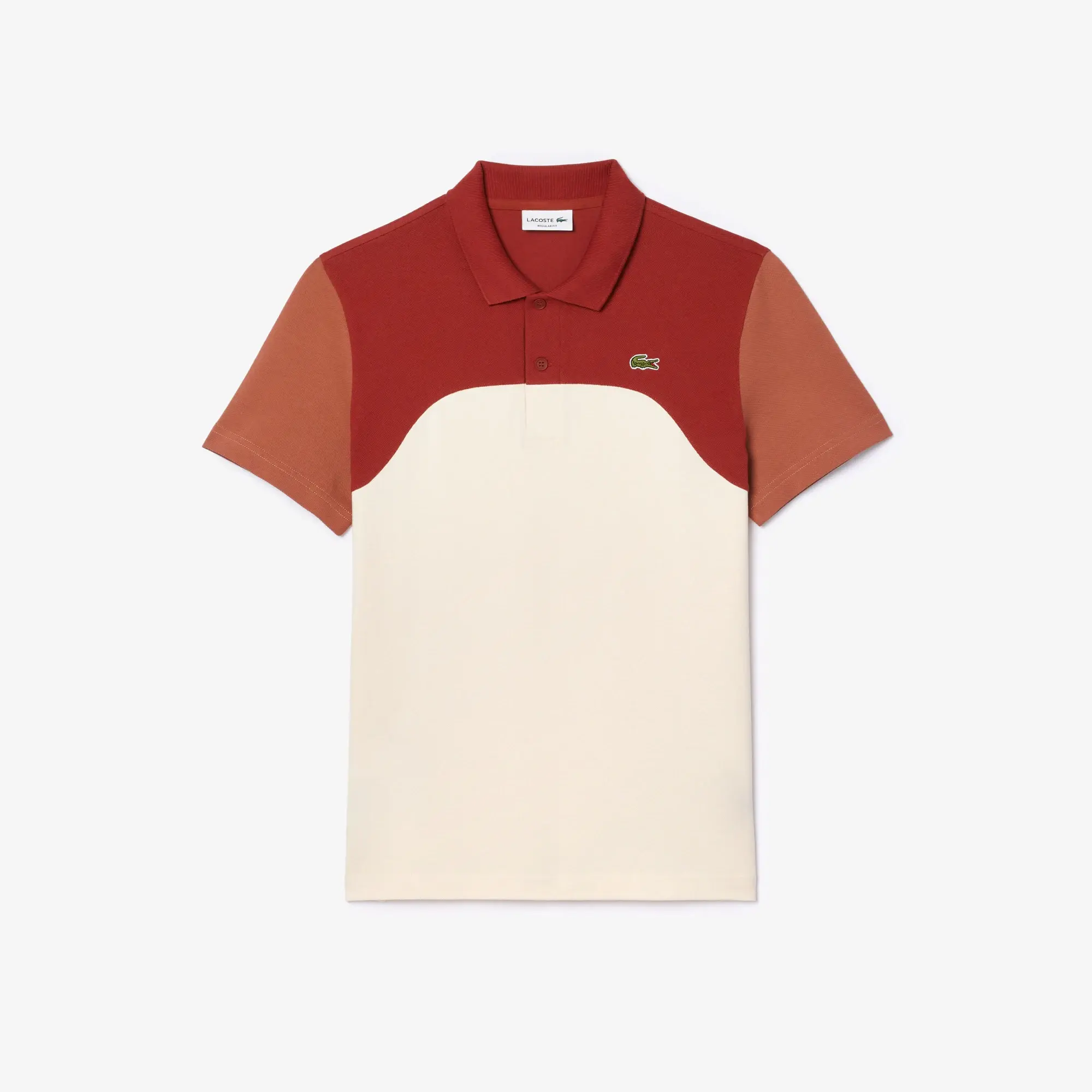 Lacoste Regular Fit L.12.12 Colour-Block Polo Shirt - White / Brown / Light Brown