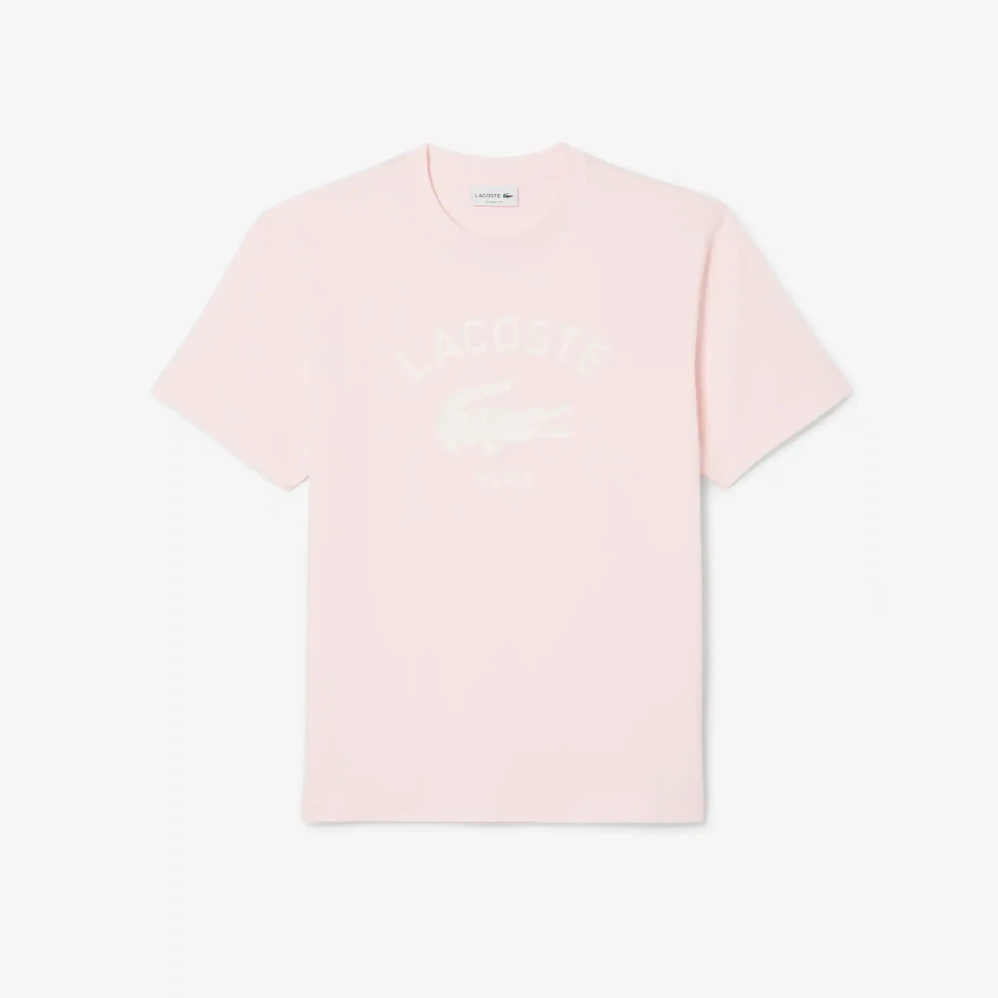 Lacoste Signature Print Cotton T-shirt - Light Pink