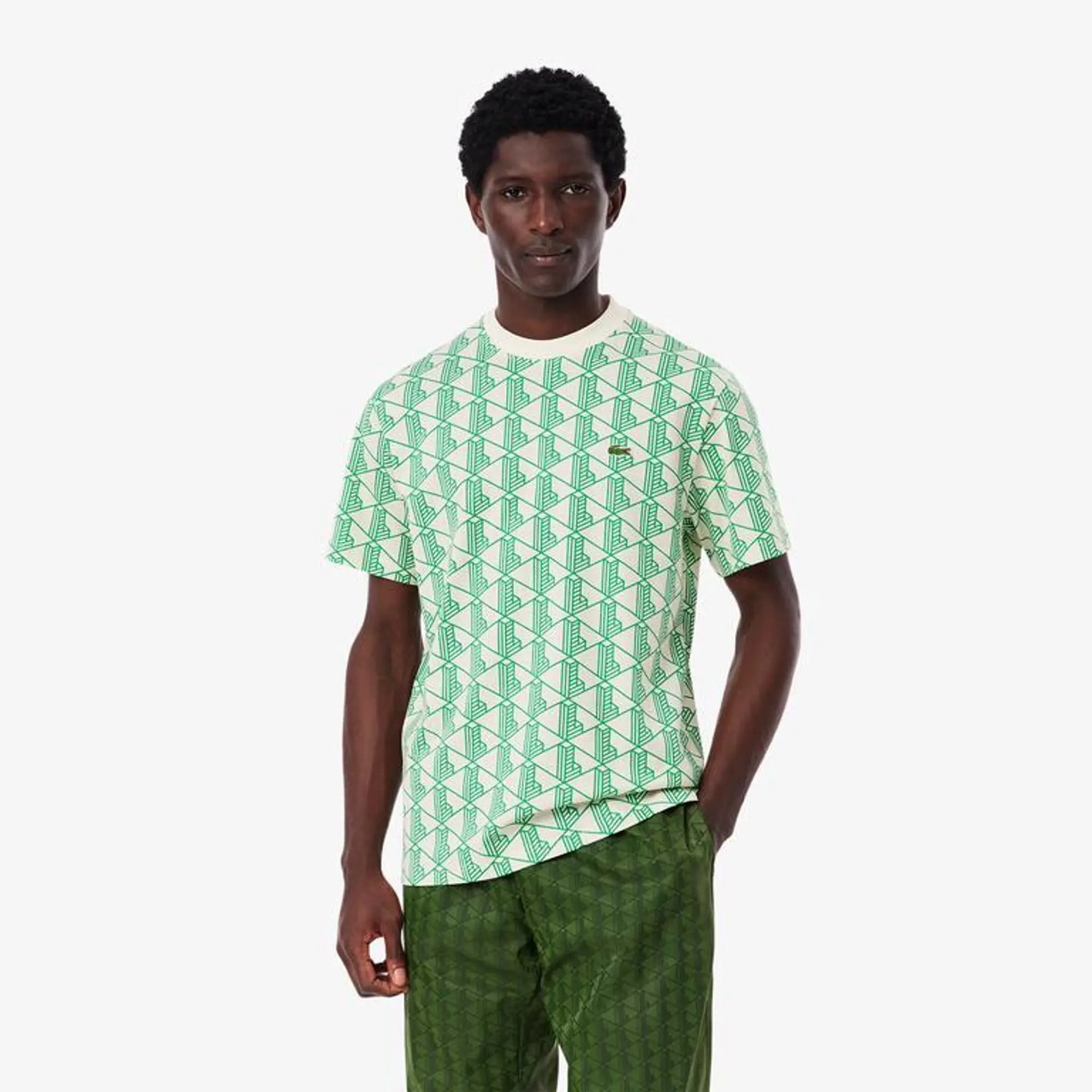 Lacoste Monogram Cotton T-shirt - White / Green