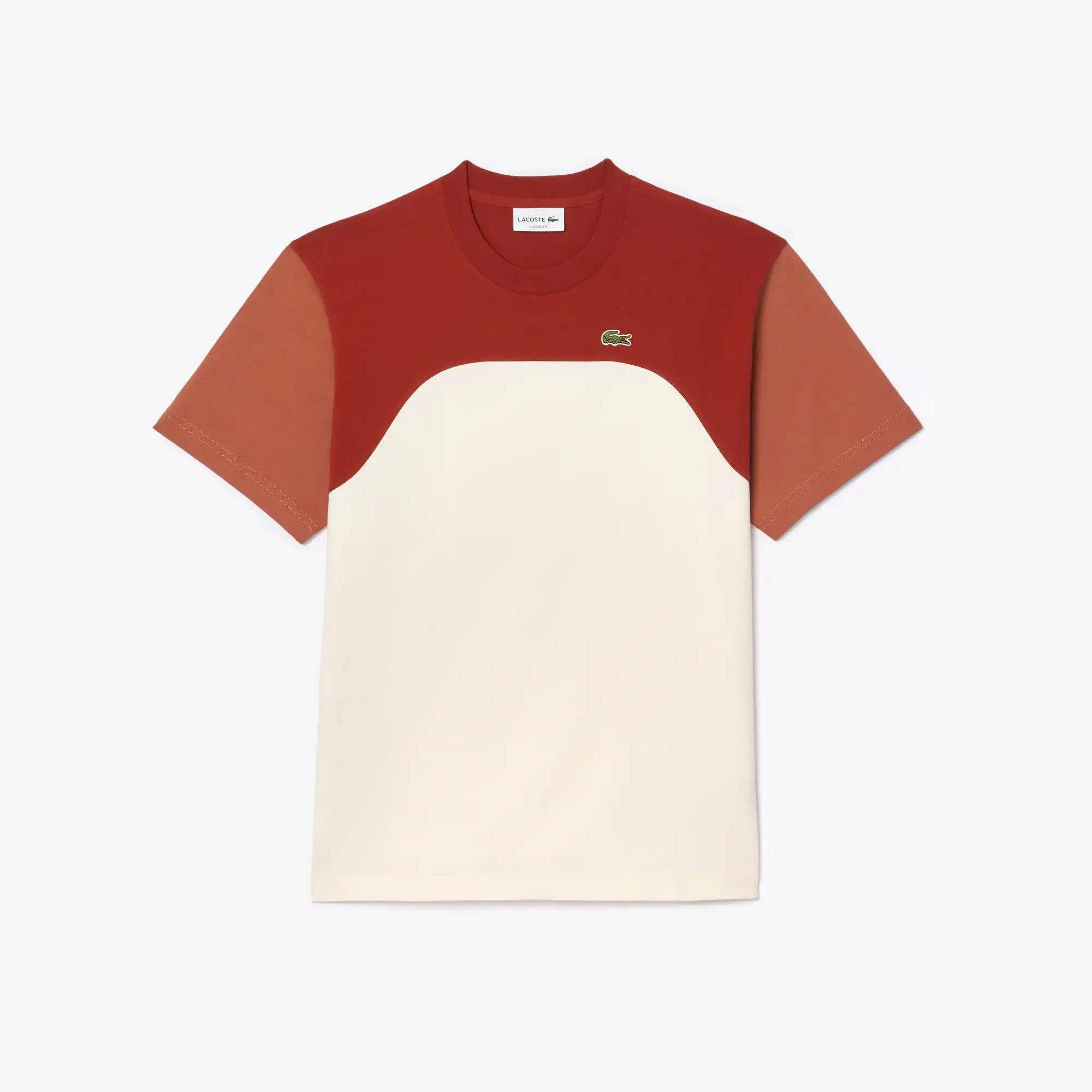 Lacoste Cotton Jersey Colour-Block T-shirt - White / Brown / Light Brown