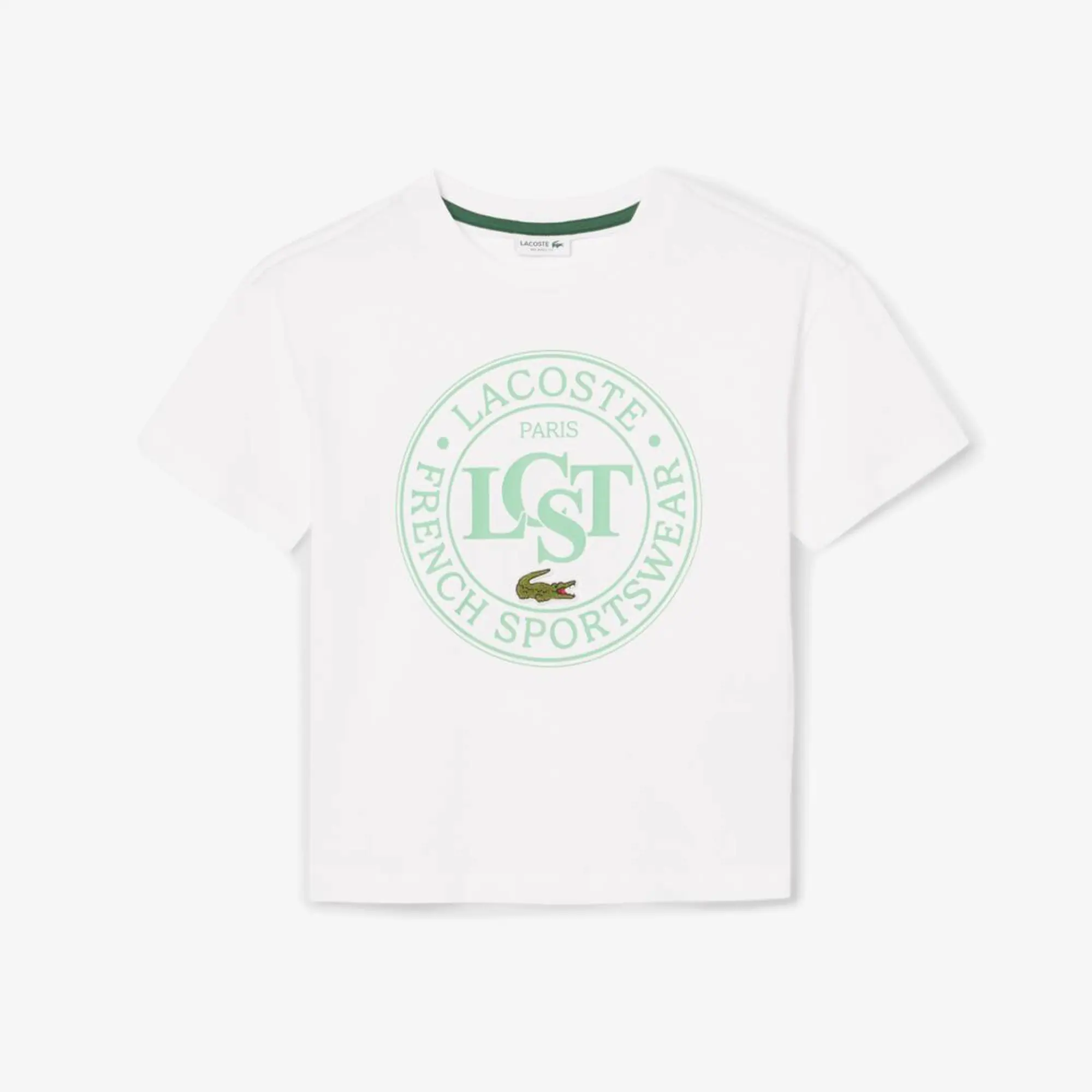 Lacoste Contrast Badge Cotton T-shirt - White / Green