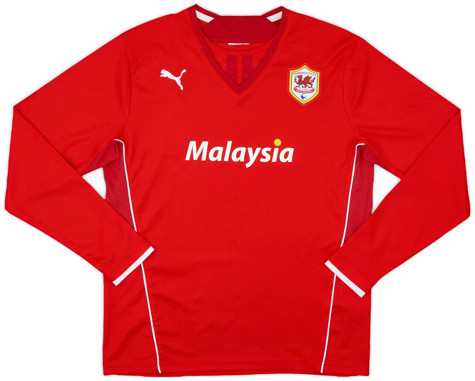 Puma 2013-14 Cardiff Home L/S Shirt - 7/10 - (XL.Boys)