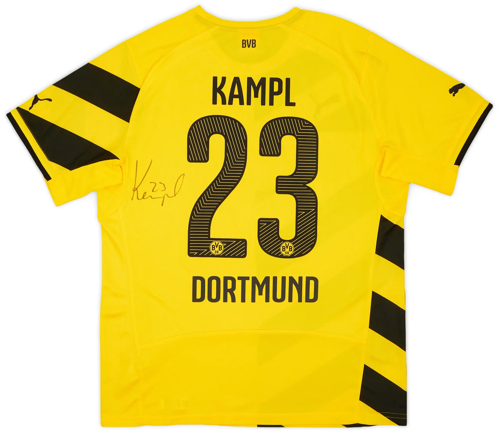 Puma 2014-15 Borussia Dortmund Signed Home Shirt Kampl #23 - 8/10 - (L)