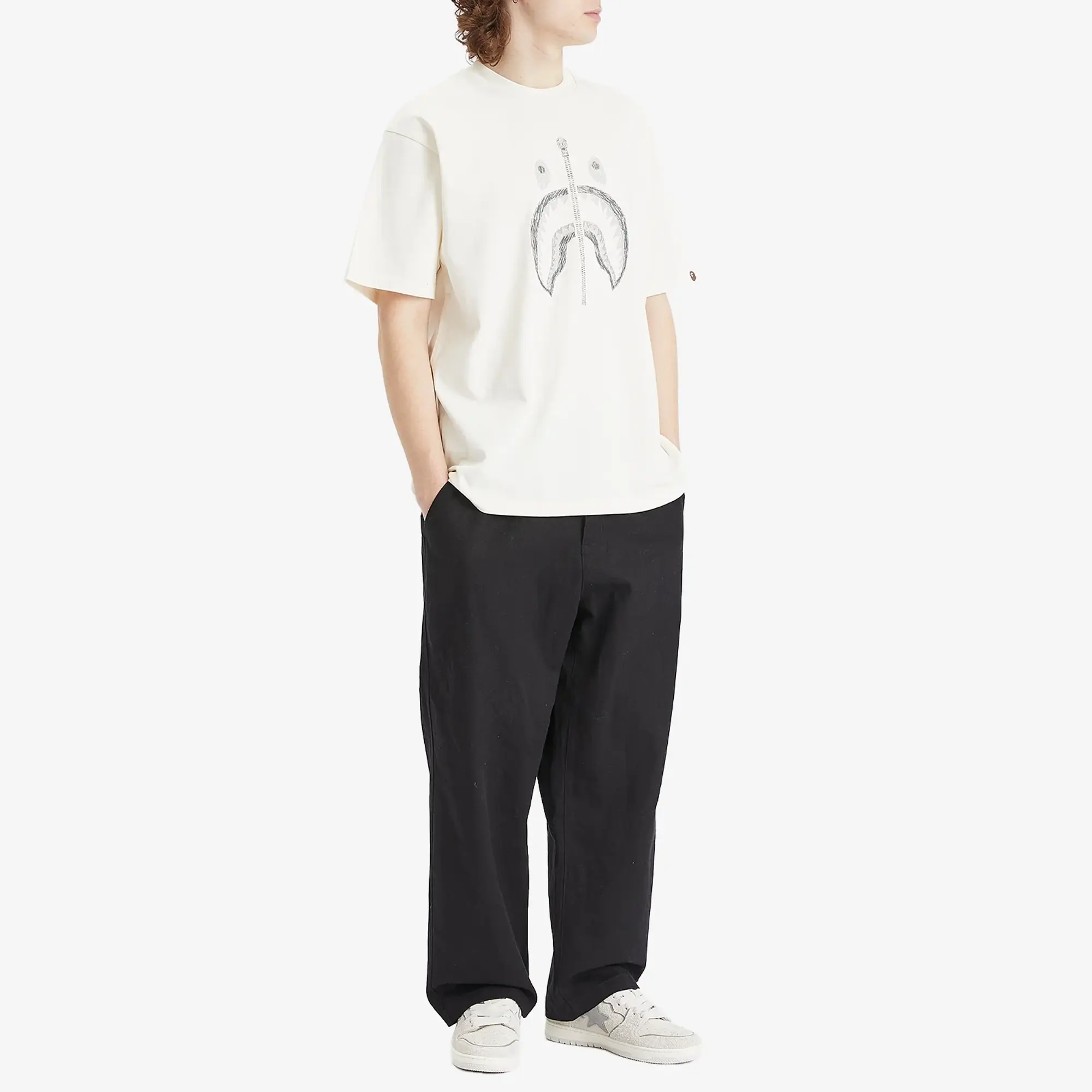 T-Shirt A Bathing Ape Garment Dye Shark Relaxed Fit Tee Ivory Xxl