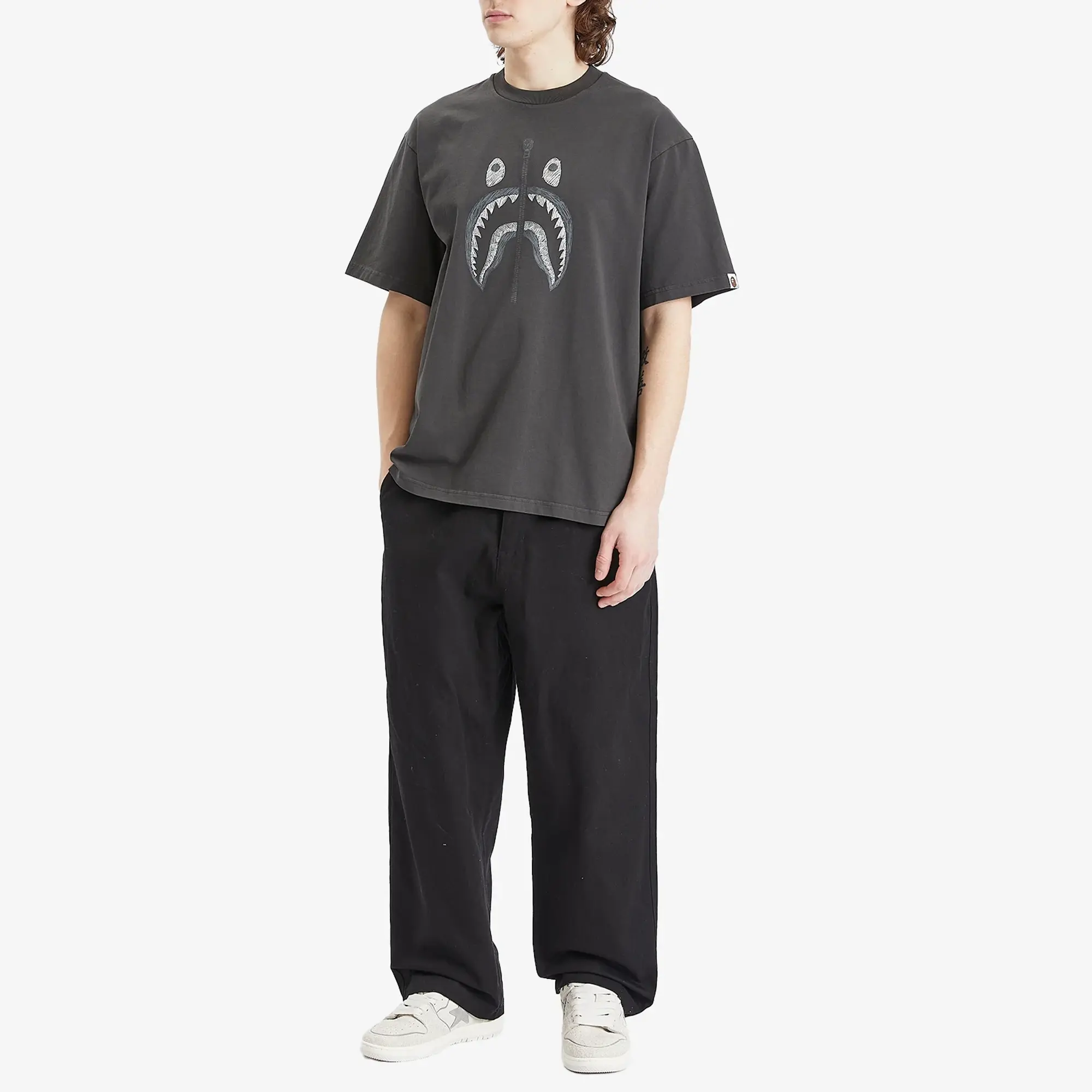 T-Shirt A Bathing Ape Garment Dye Shark Relaxed Fit Tee Black Xxl