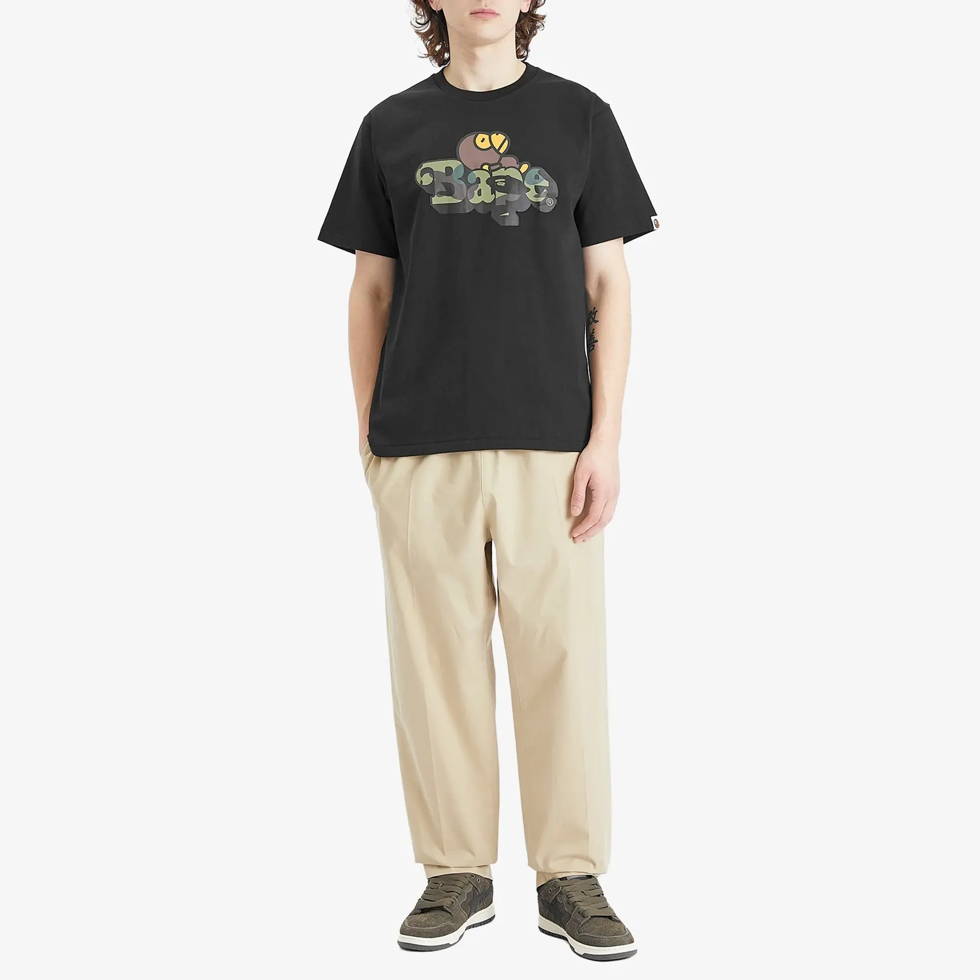 A Bathing Ape Men's 1st Camo Milo On Bape T-Shirt Black/Green