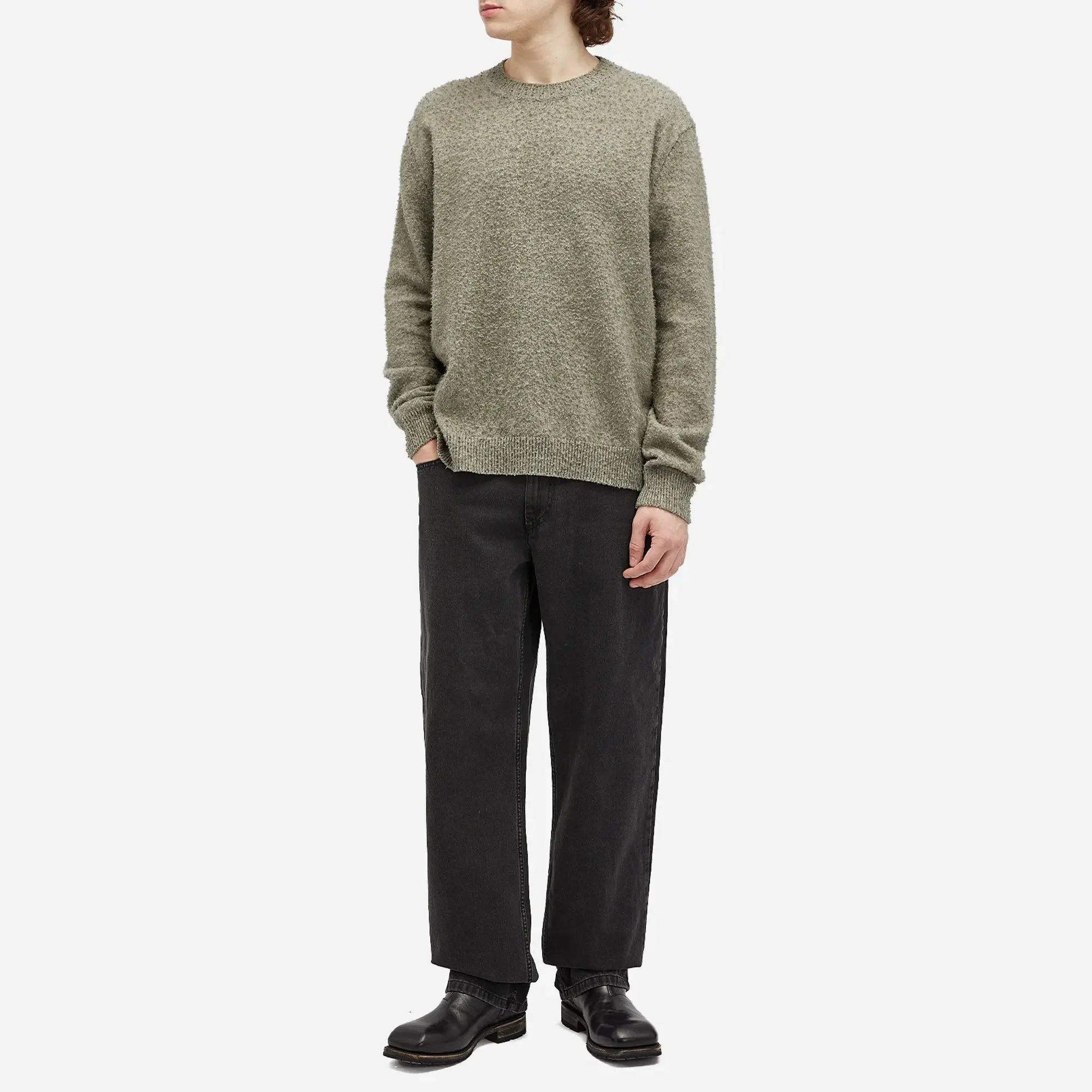 Maison Margiela Men's Wool Cotton Crewneck Knit Sage Green
