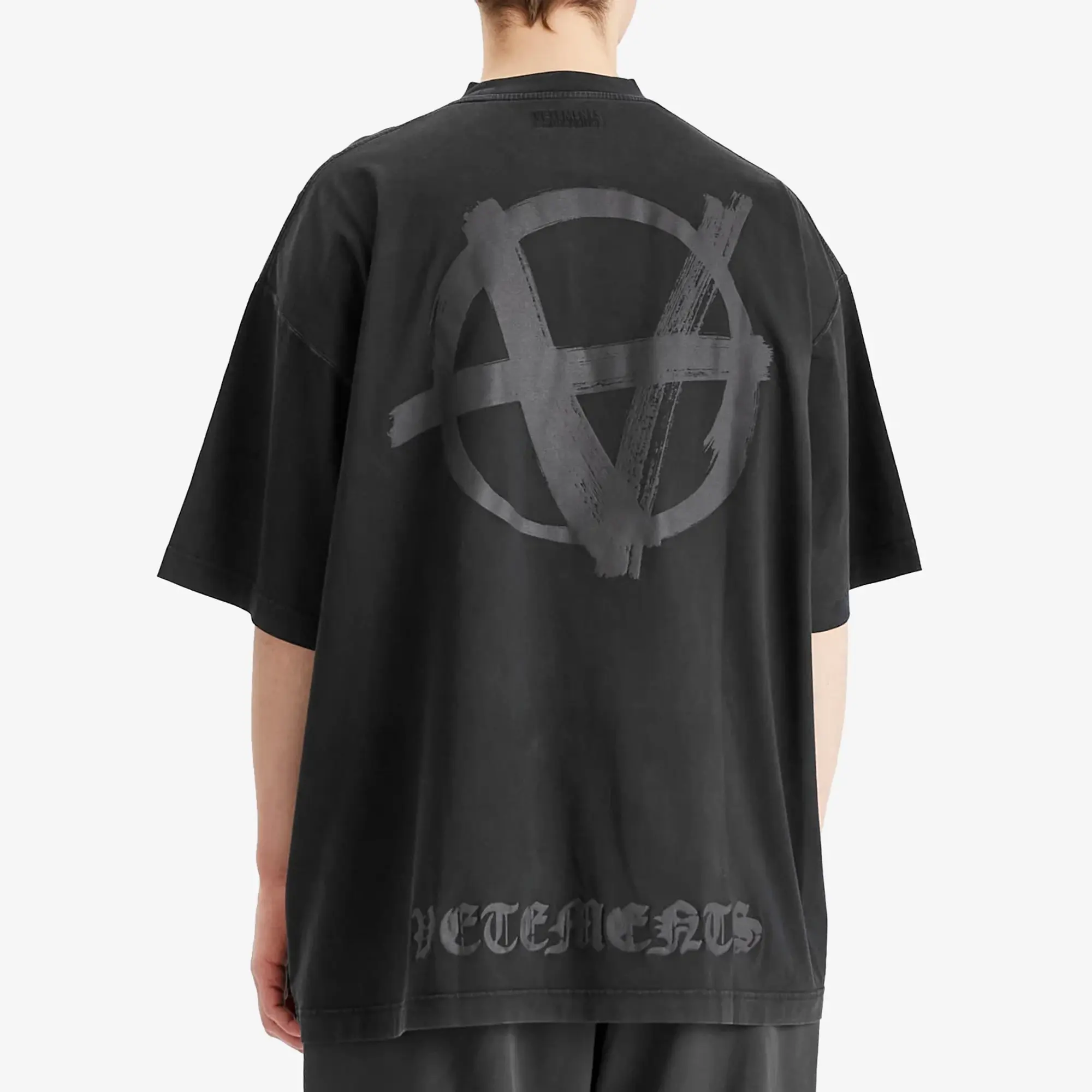 VETEMENTS Men's Double Anarchy Oversized T-Shirt Black