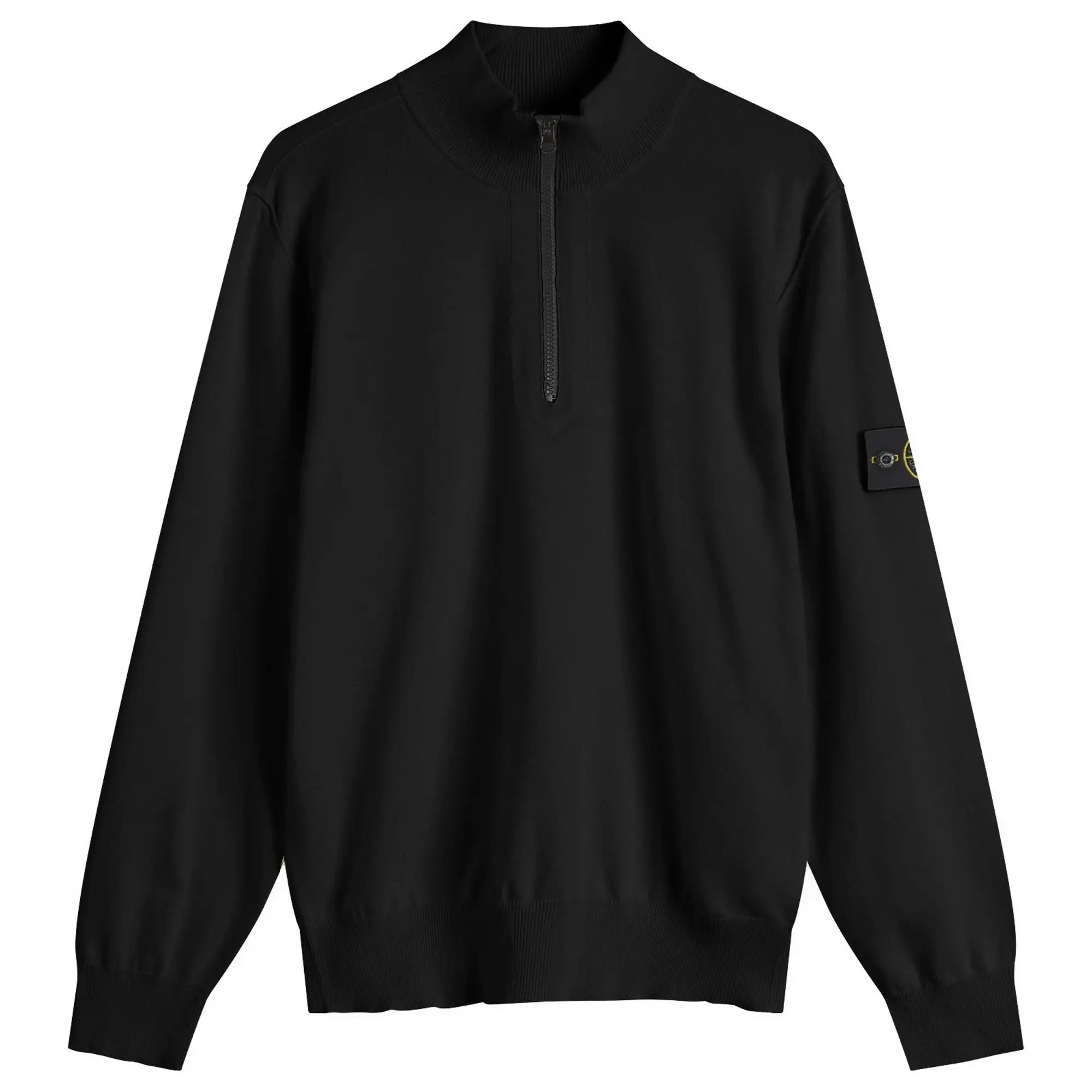 Stone Island Men's Organic Soft Cotton Half Zip Knit Black