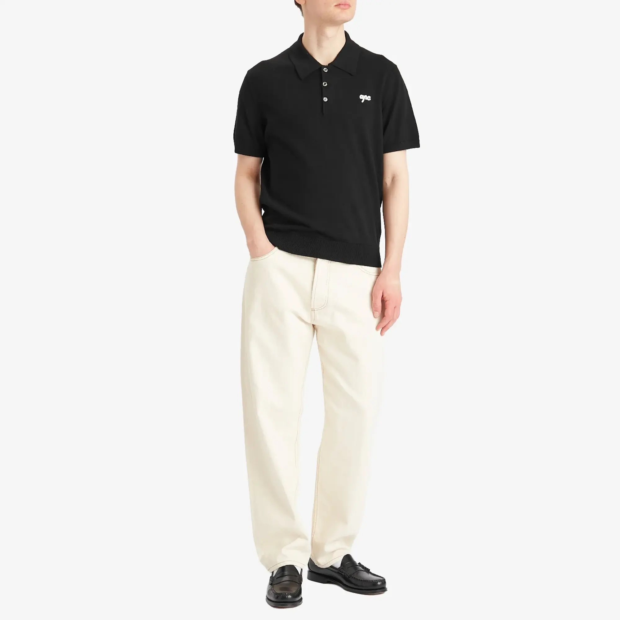 A.P.C. Men's Gregorio Knitted Polo Black