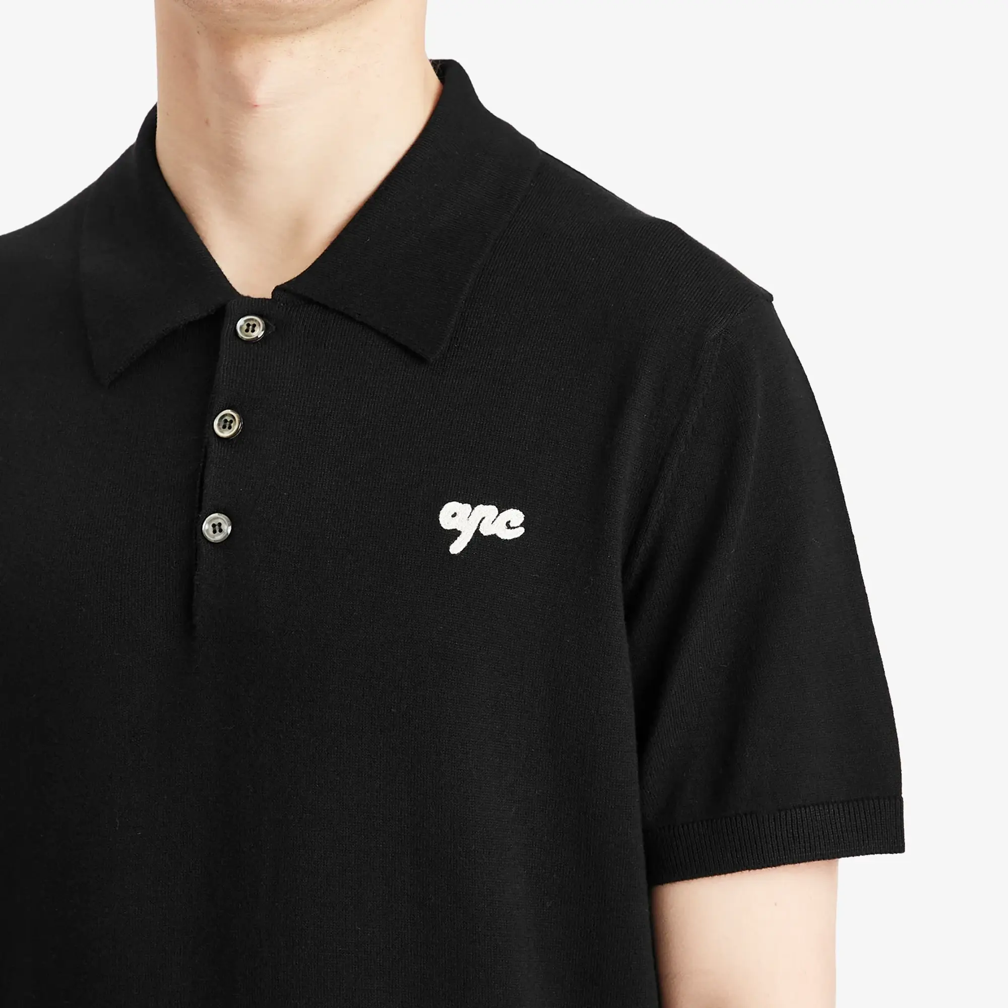 A.P.C. Men's Gregorio Knitted Polo Black