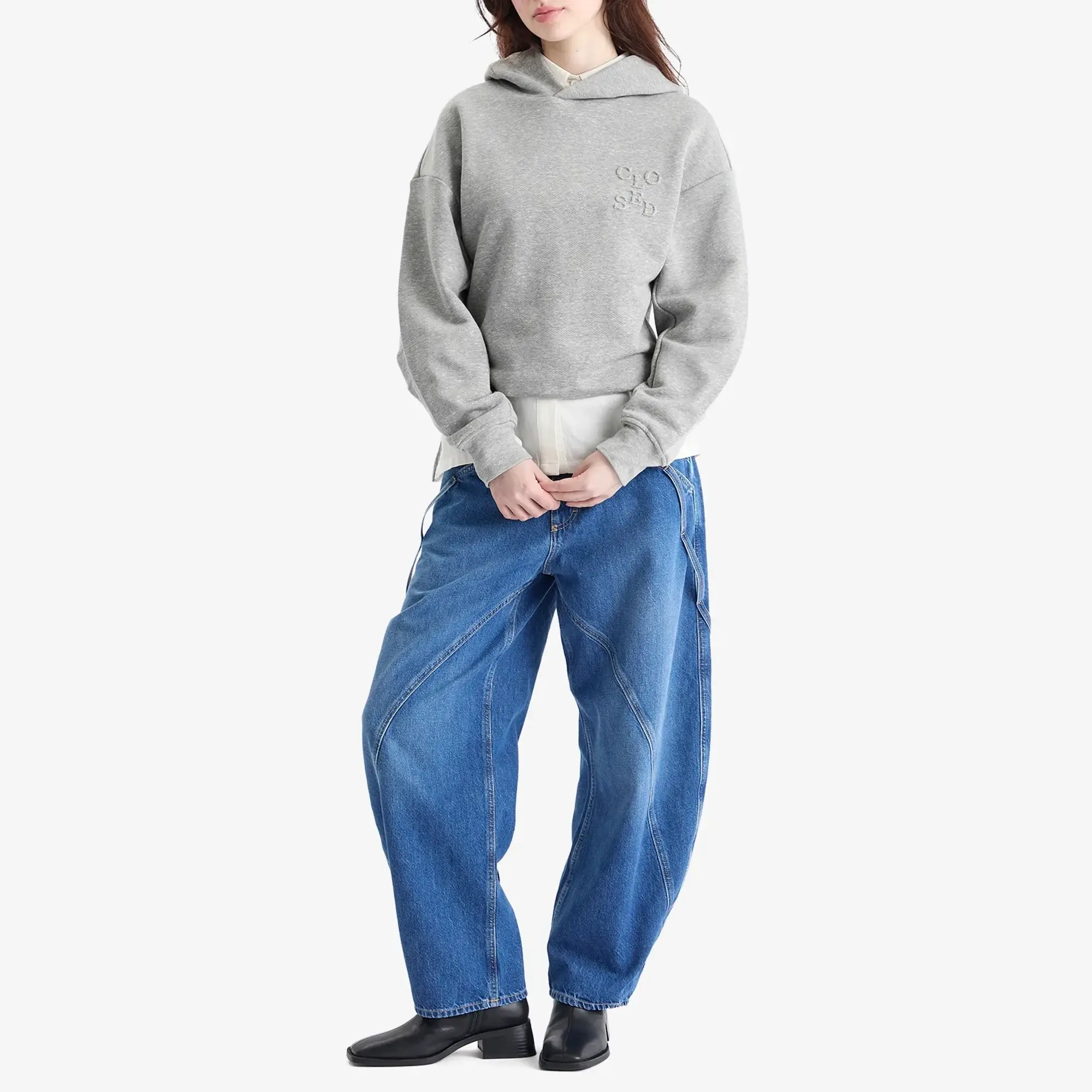 Closed Women's Folded Hem Hoodie Light Grey Melange