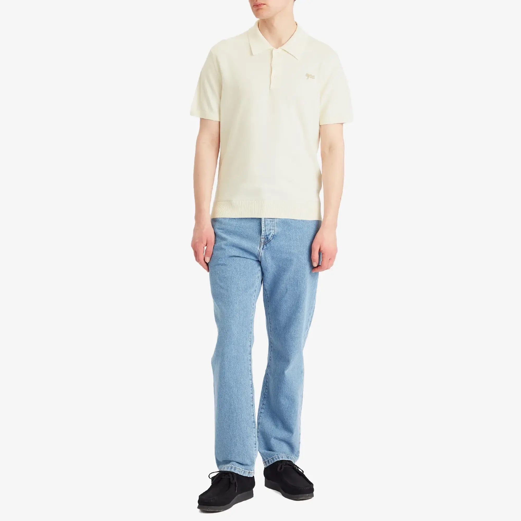 A.P.C. Men's Gregorio Knitted Polo Off White