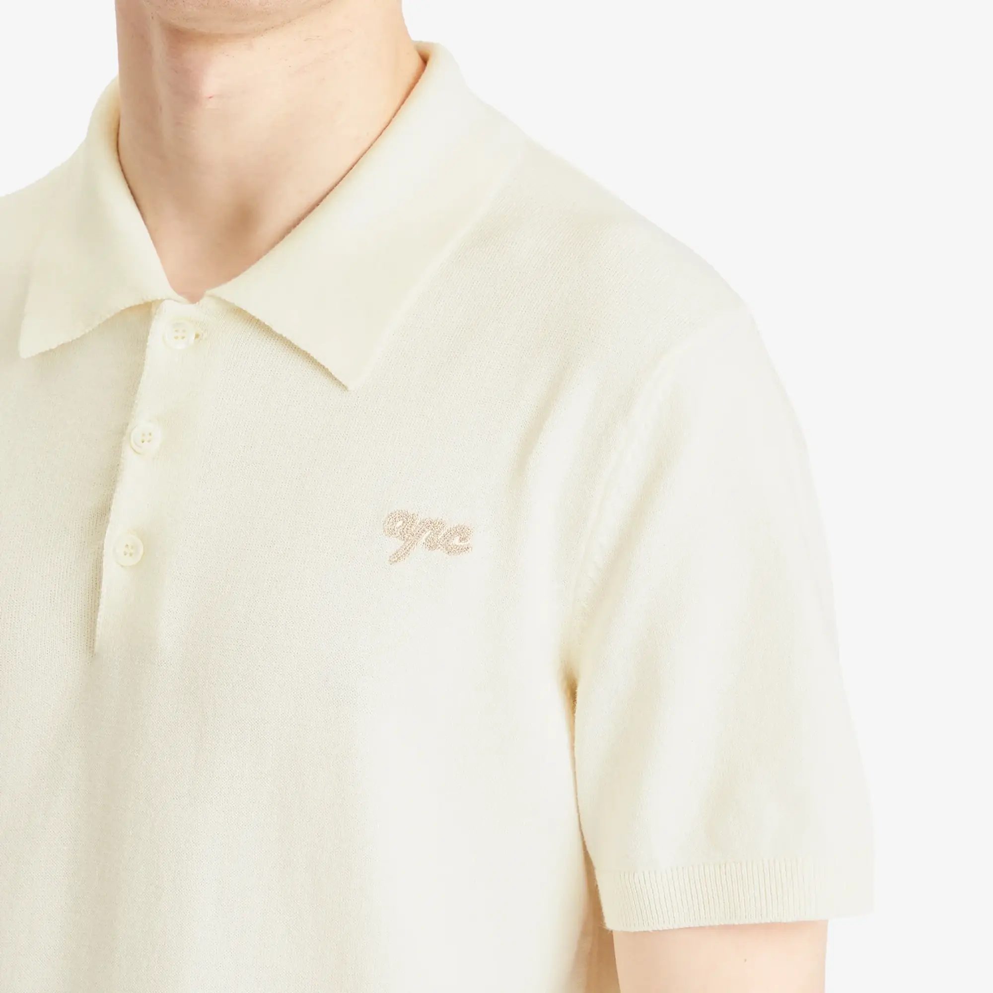 A.P.C. Men's Gregorio Knitted Polo Off White