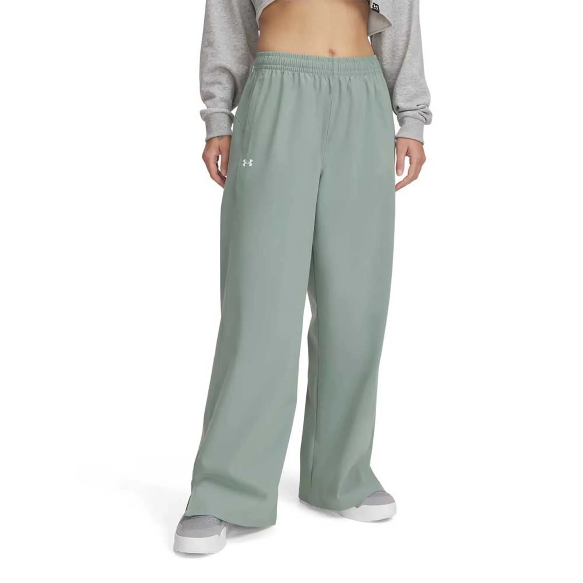 Women's  Under Armour  Rival Wide Leg Pants Silica Green / White XS