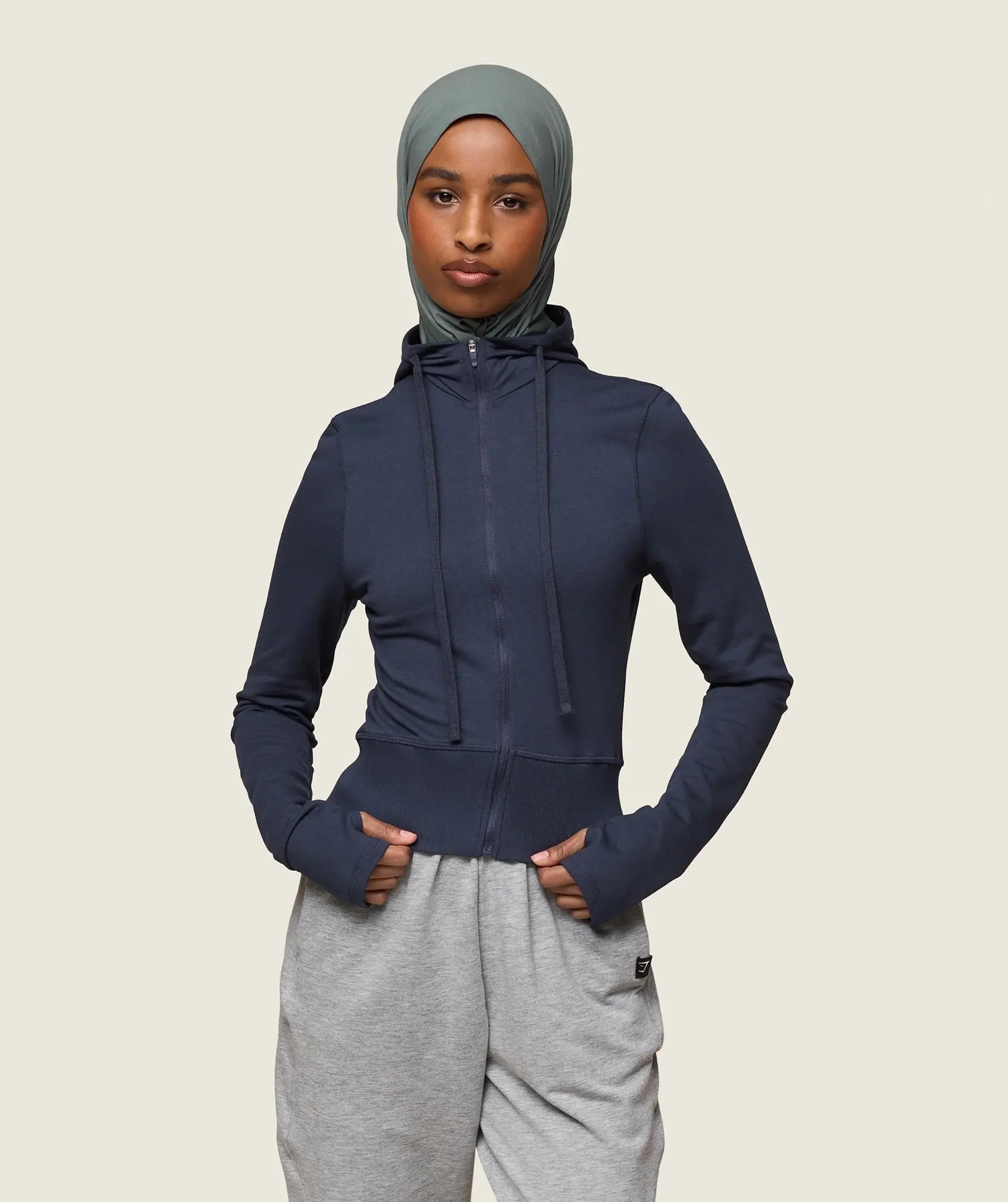 Gymshark GS x Leana Deeb Hooded Midi Top - Midnight Blue