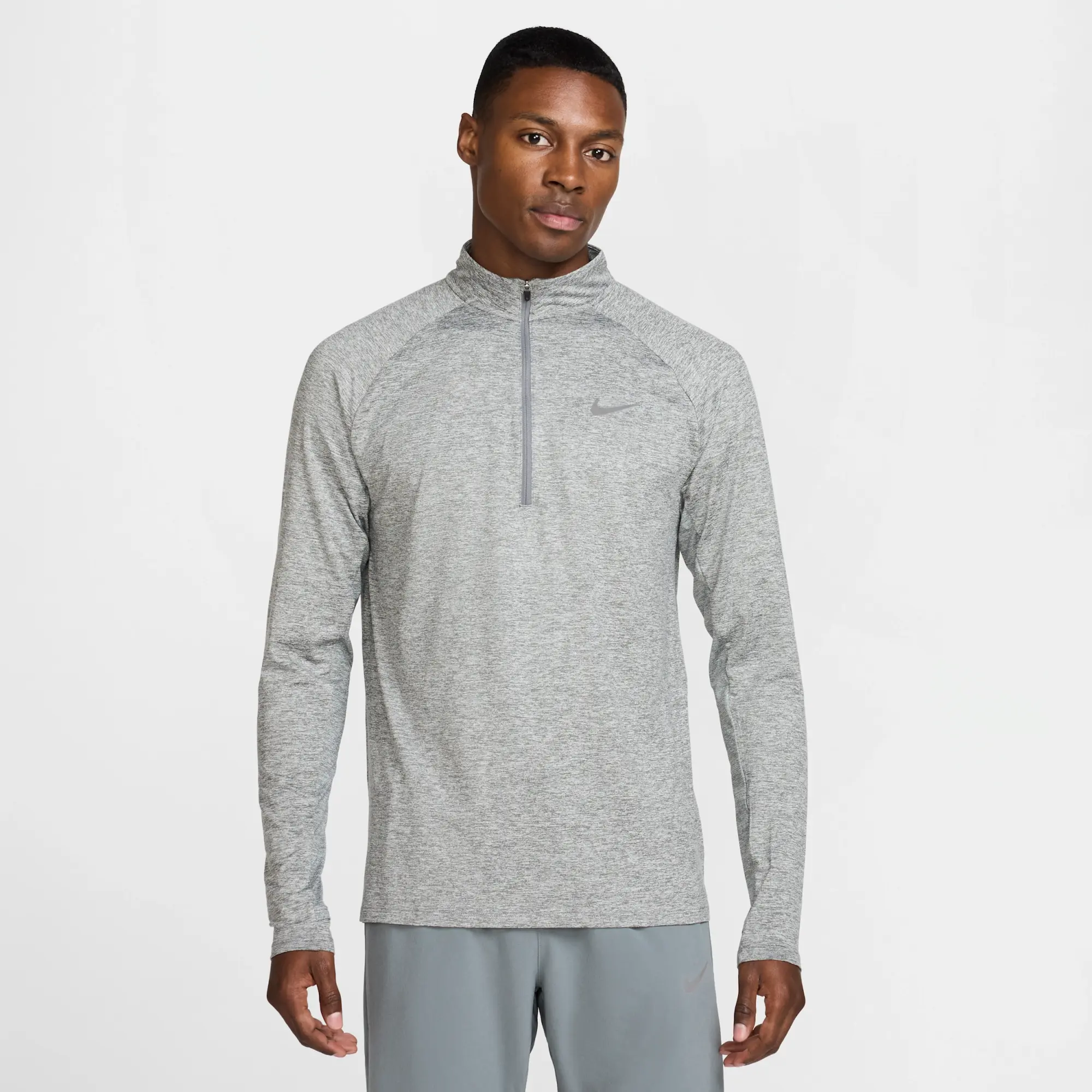 Nike Running Dri-Fit Stride 1/4 Zip Midlayer Long Sleeve Top In Grey