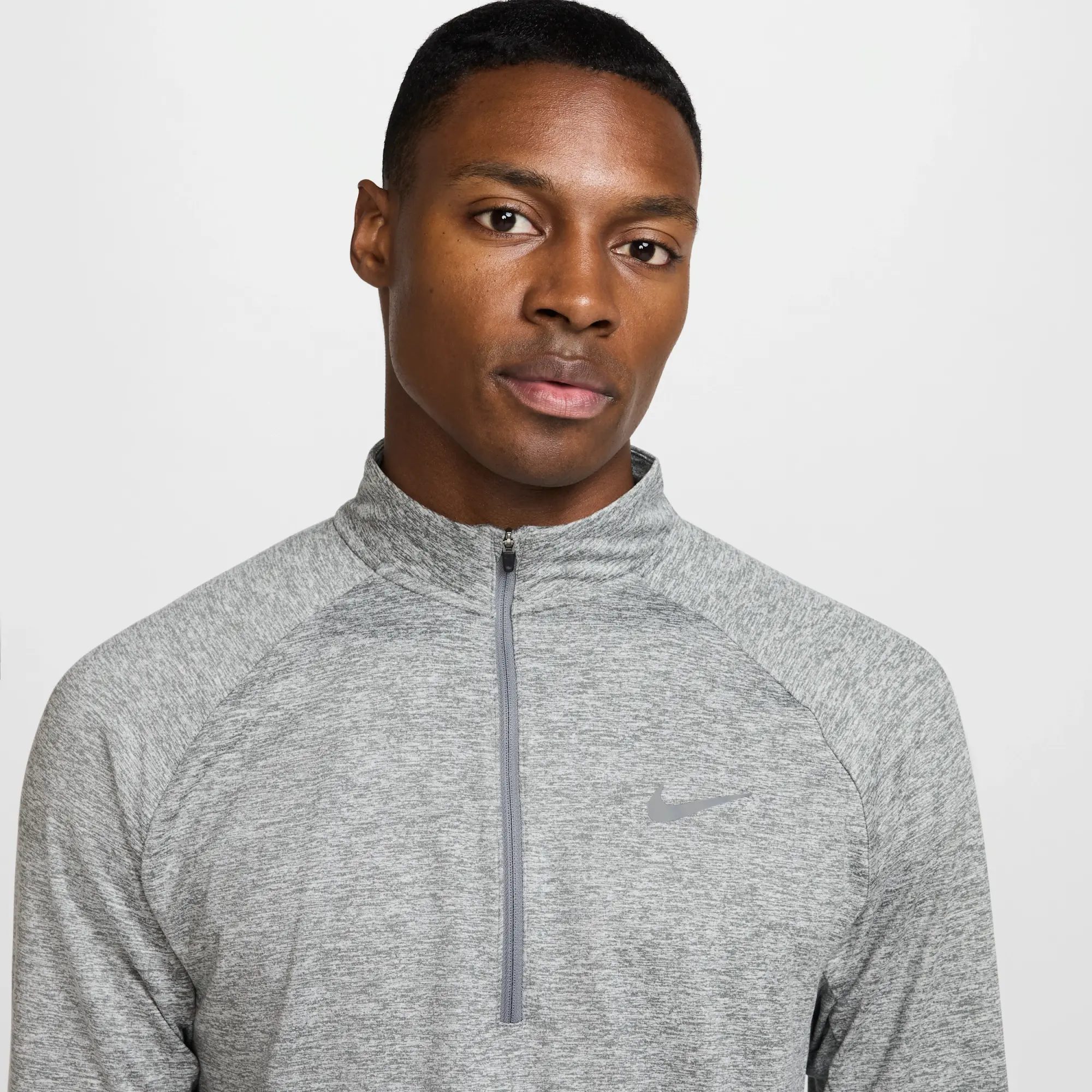 Nike Running Dri-Fit Stride 1/4 Zip Midlayer Long Sleeve Top In Grey