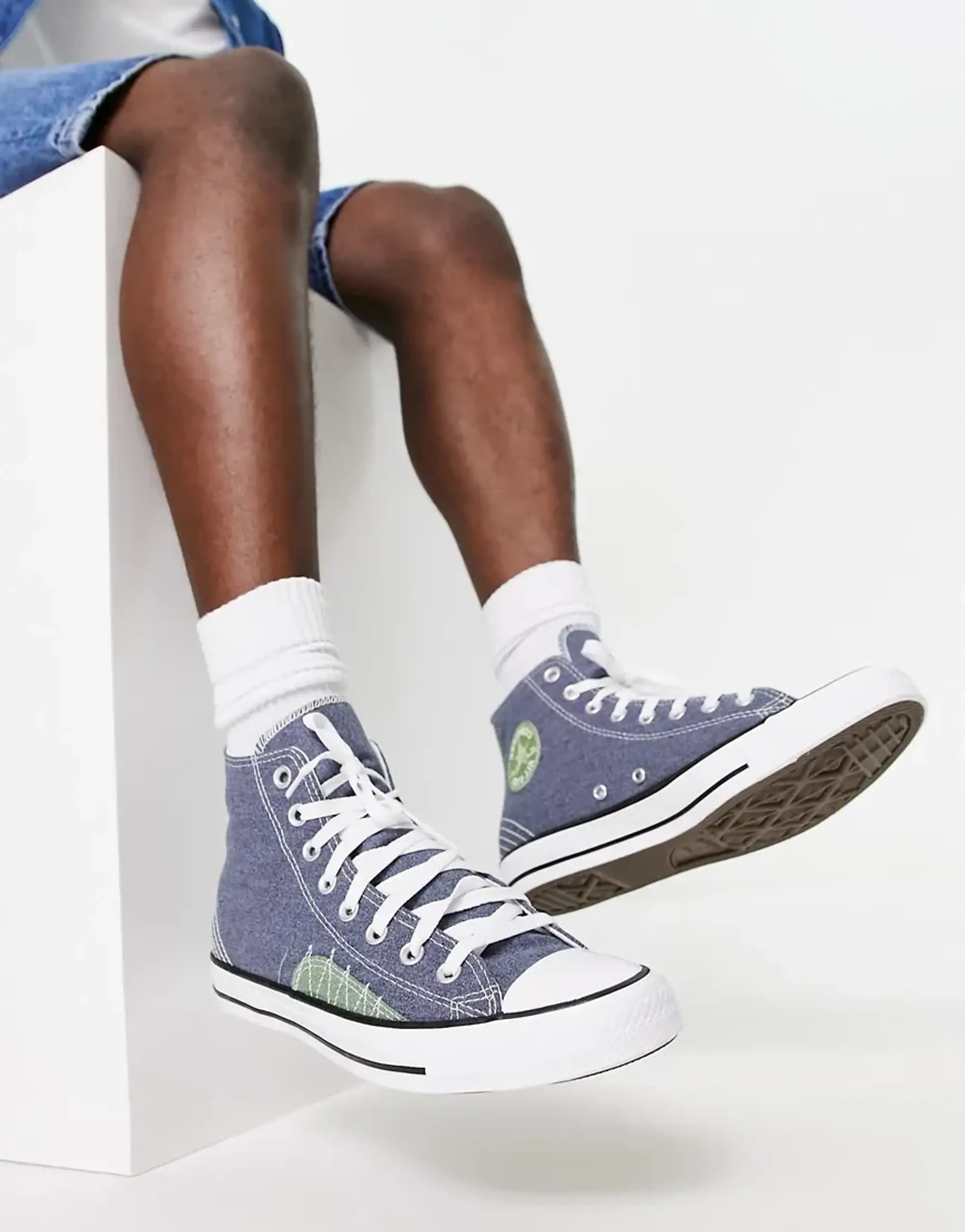 Converse Chuck Taylor All Star Hi Canvas Stitch Detail Trainers In Blue