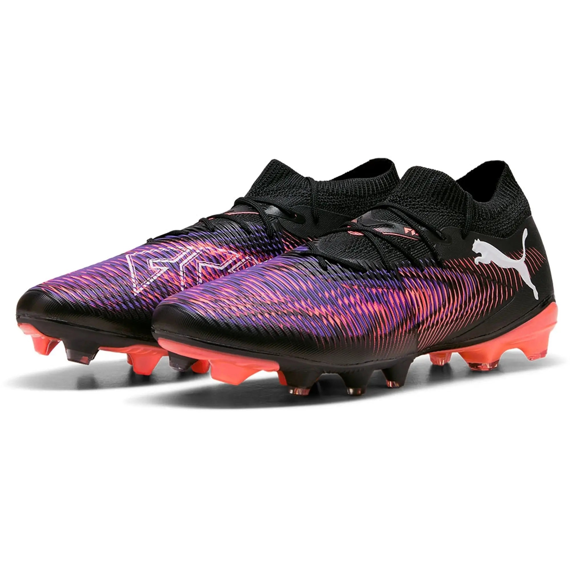 PUMA Future 8 Match FG/AG Football Boots, Black/White/Glowing Red