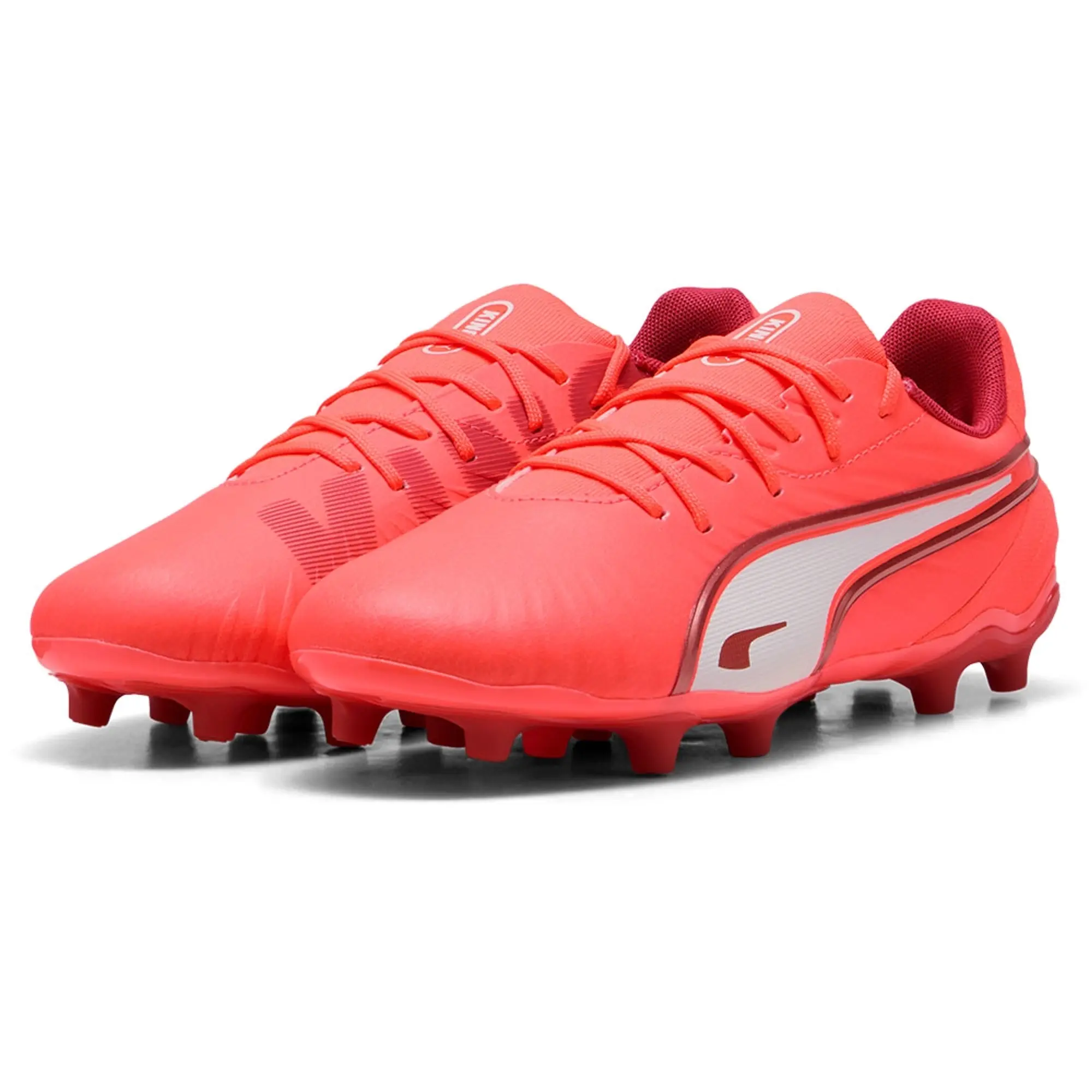 PUMA King Match FG/AG Football Boots Youth, Glowing Red/White/Red Fire