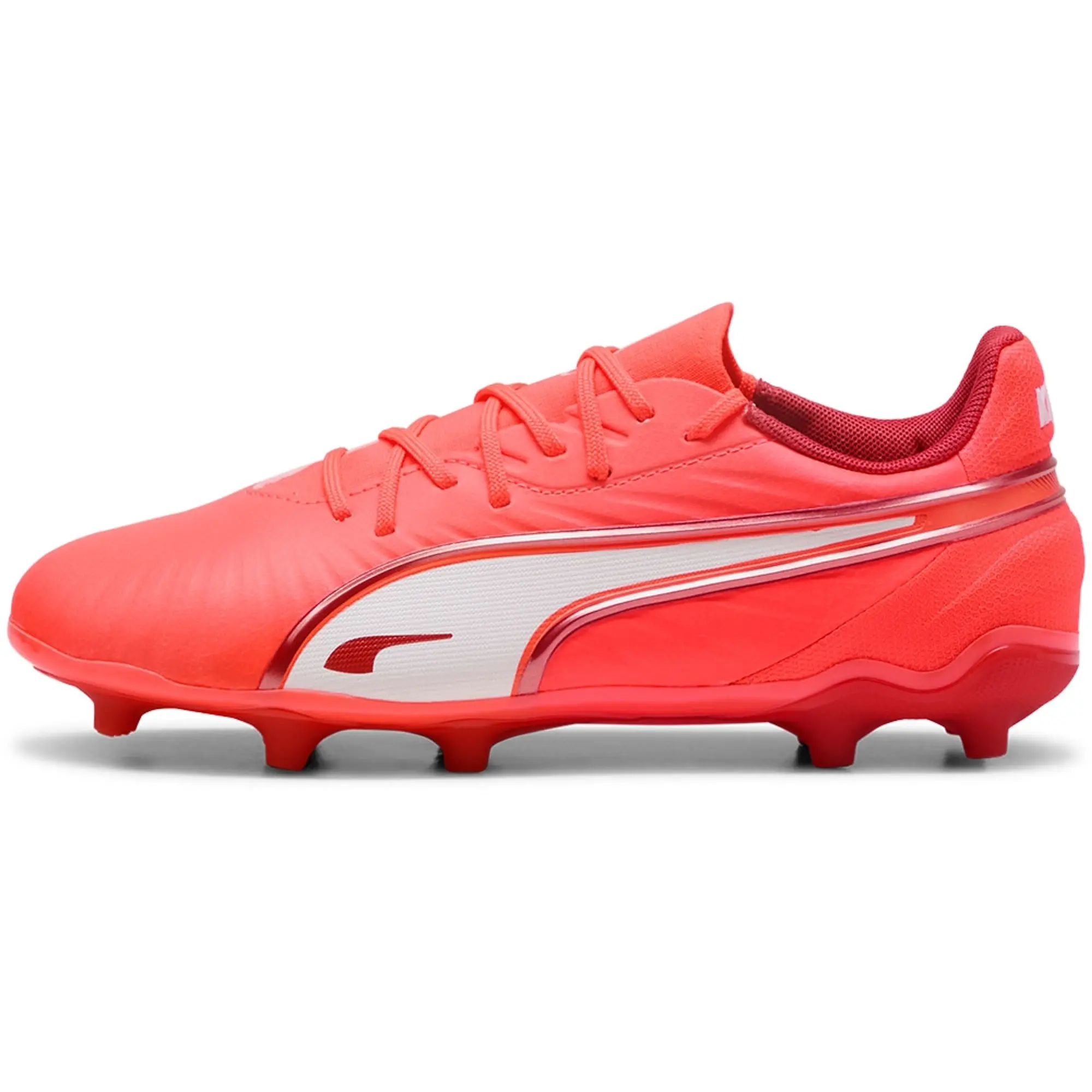 PUMA King Match FG/AG Football Boots Youth, Glowing Red/White/Red Fire